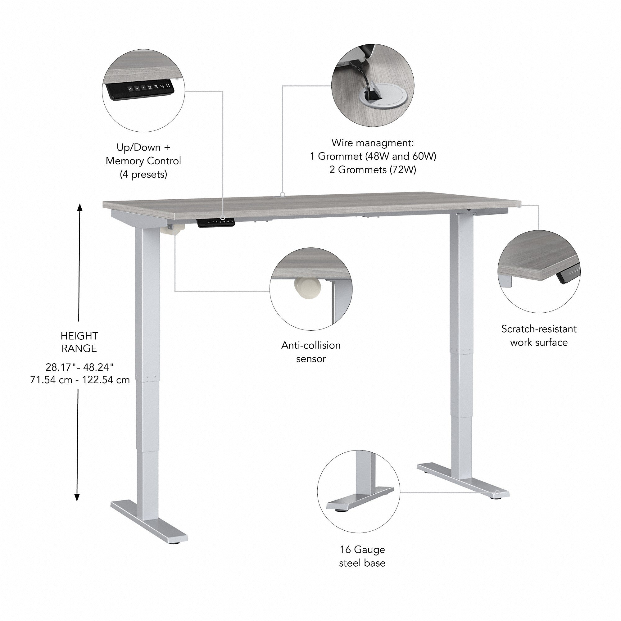 Move 40 Series by Bush Business Furniture 48W x 24D Electric Height Adjustable Standing Desk