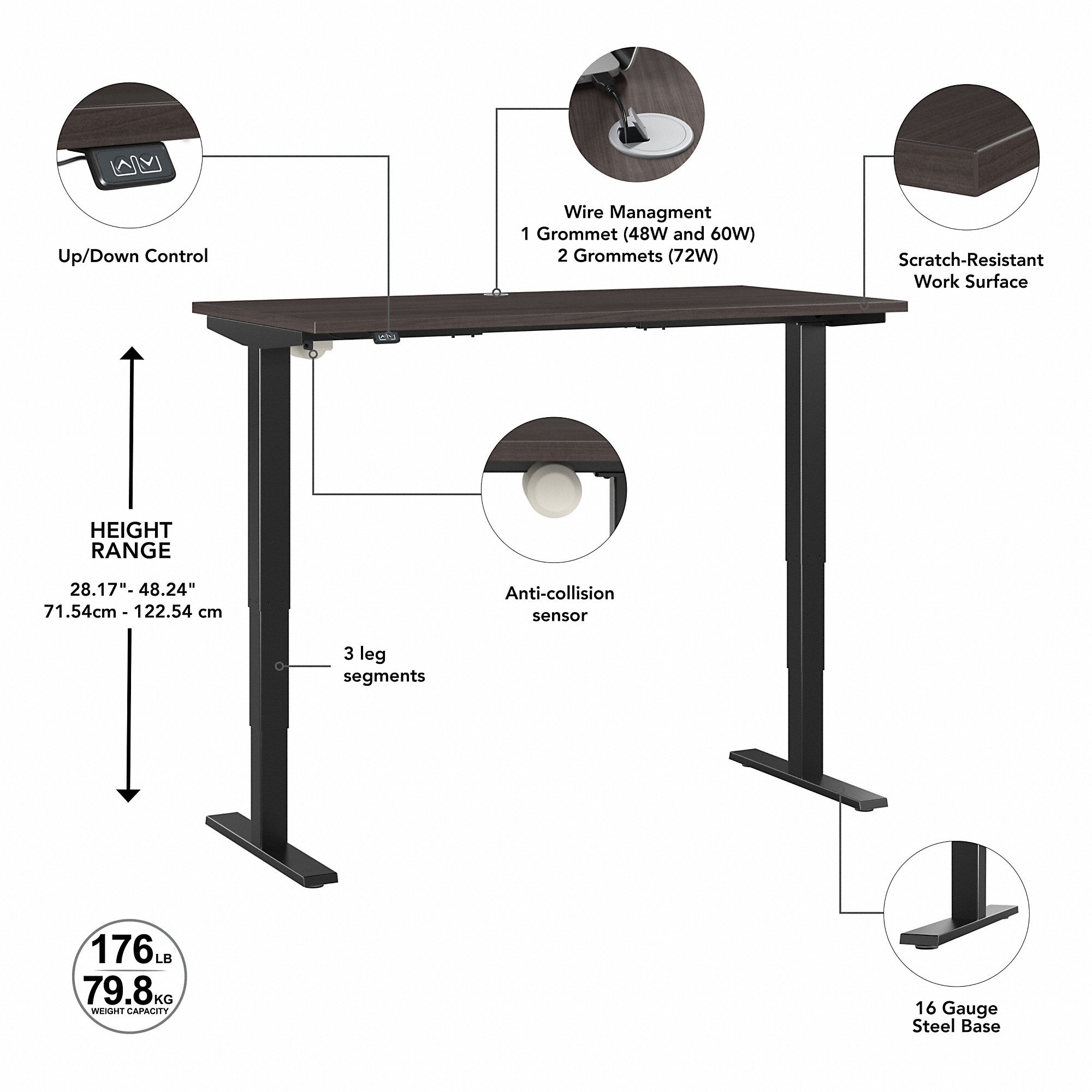 Move 40 Series by Bush Business Furniture 48W x 24D Electric Height Adjustable Standing Desk