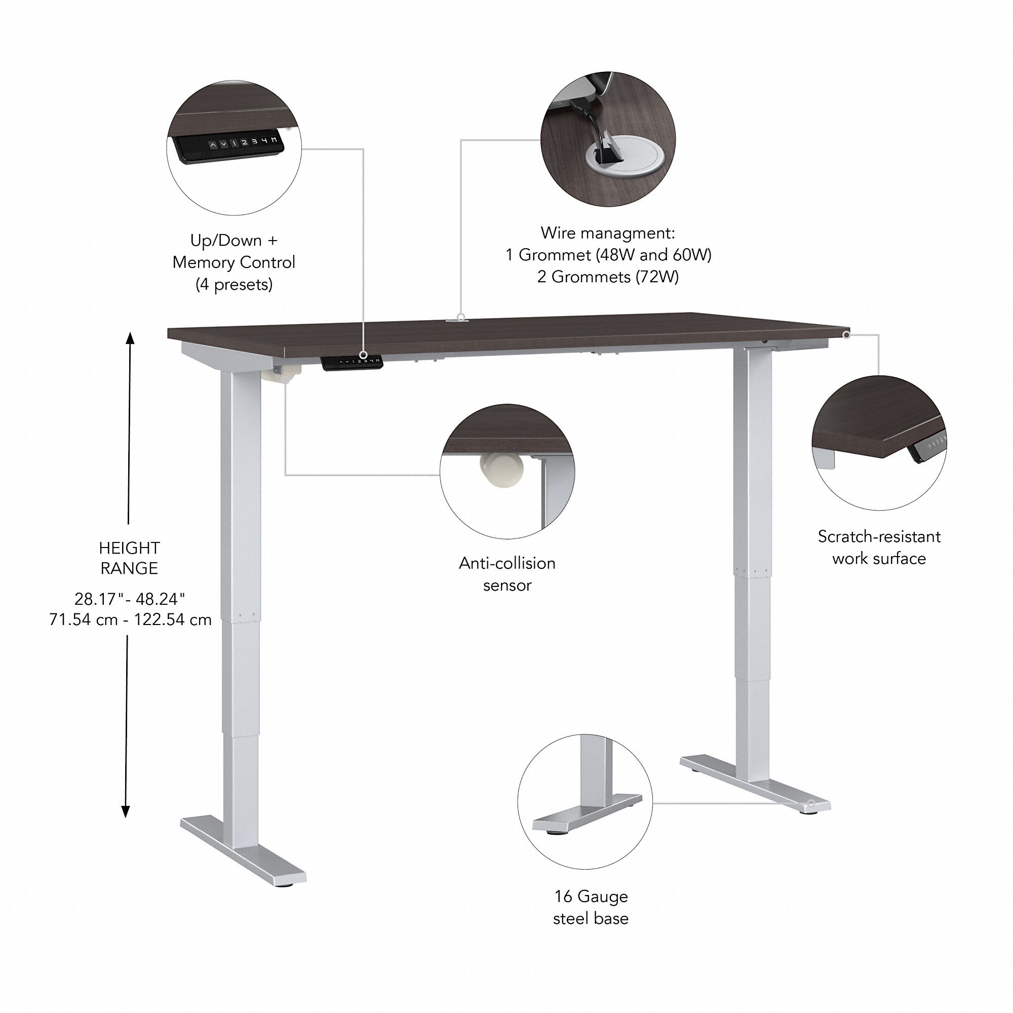 Move 40 Series by Bush Business Furniture 48W x 24D Electric Height Adjustable Standing Desk