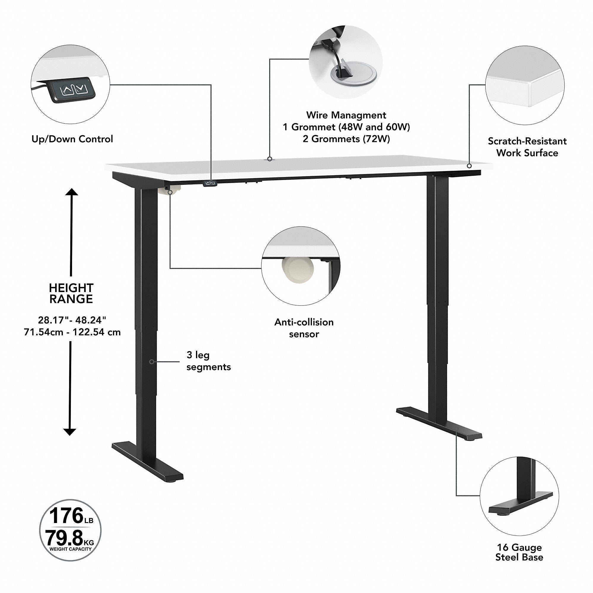 Move 40 Series by Bush Business Furniture 48W x 24D Electric Height Adjustable Standing Desk