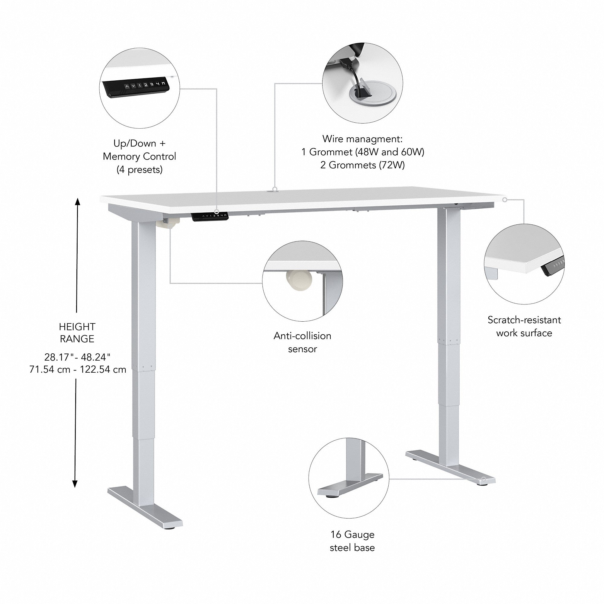 Move 40 Series by Bush Business Furniture 48W x 24D Electric Height Adjustable Standing Desk