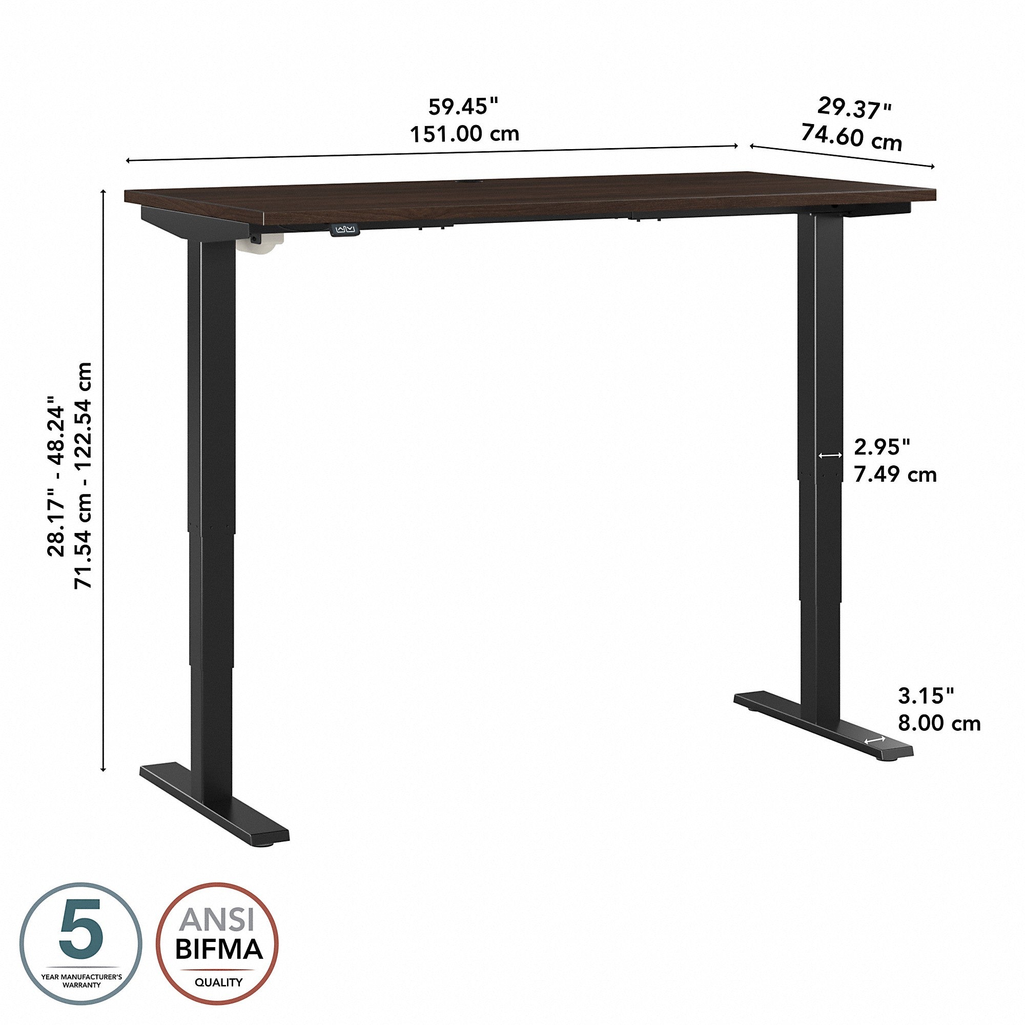 Move 40 Series by Bush Business Furniture 60W x 30D Electric Height Adjustable Standing Desk