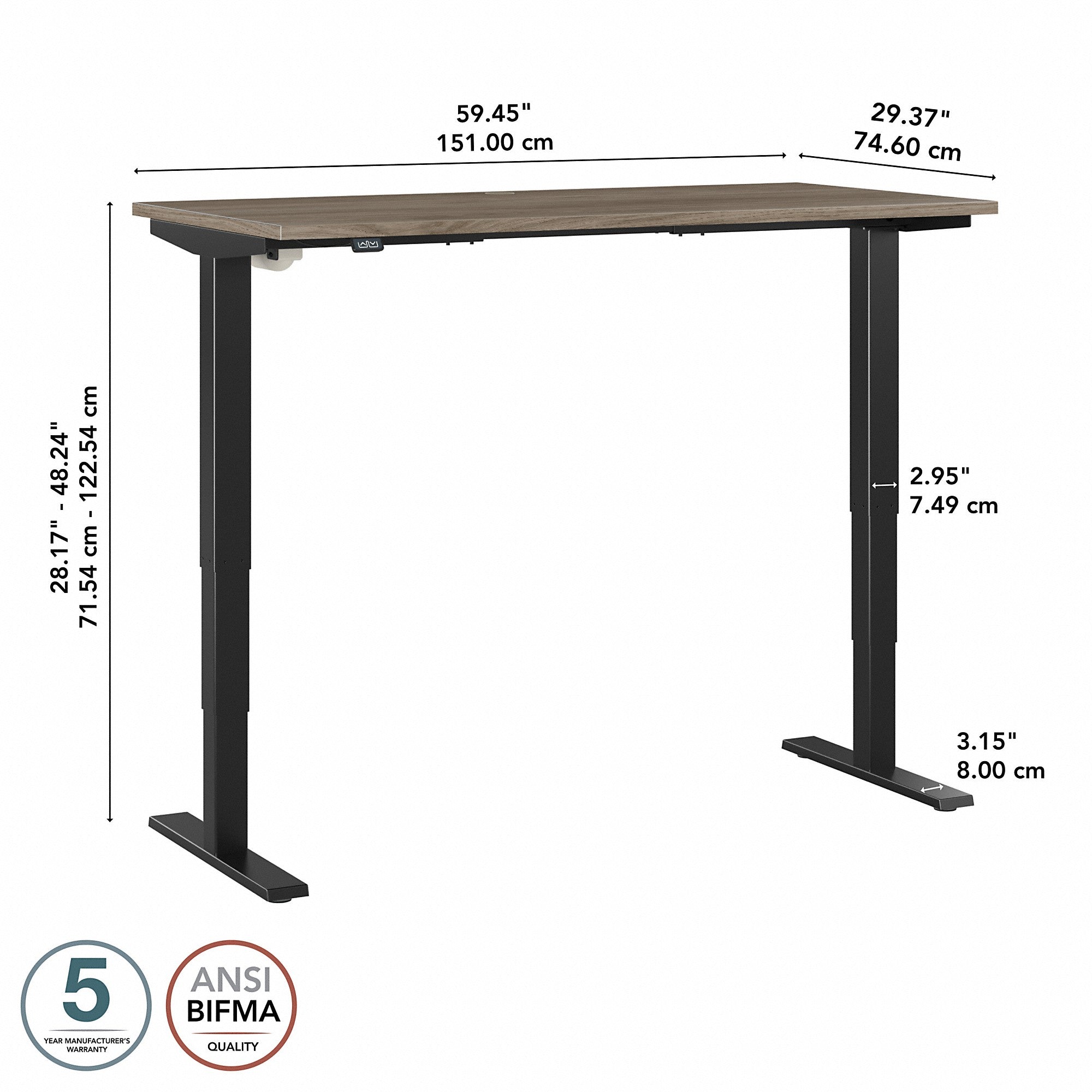 Move 40 Series by Bush Business Furniture 60W x 30D Electric Height Adjustable Standing Desk