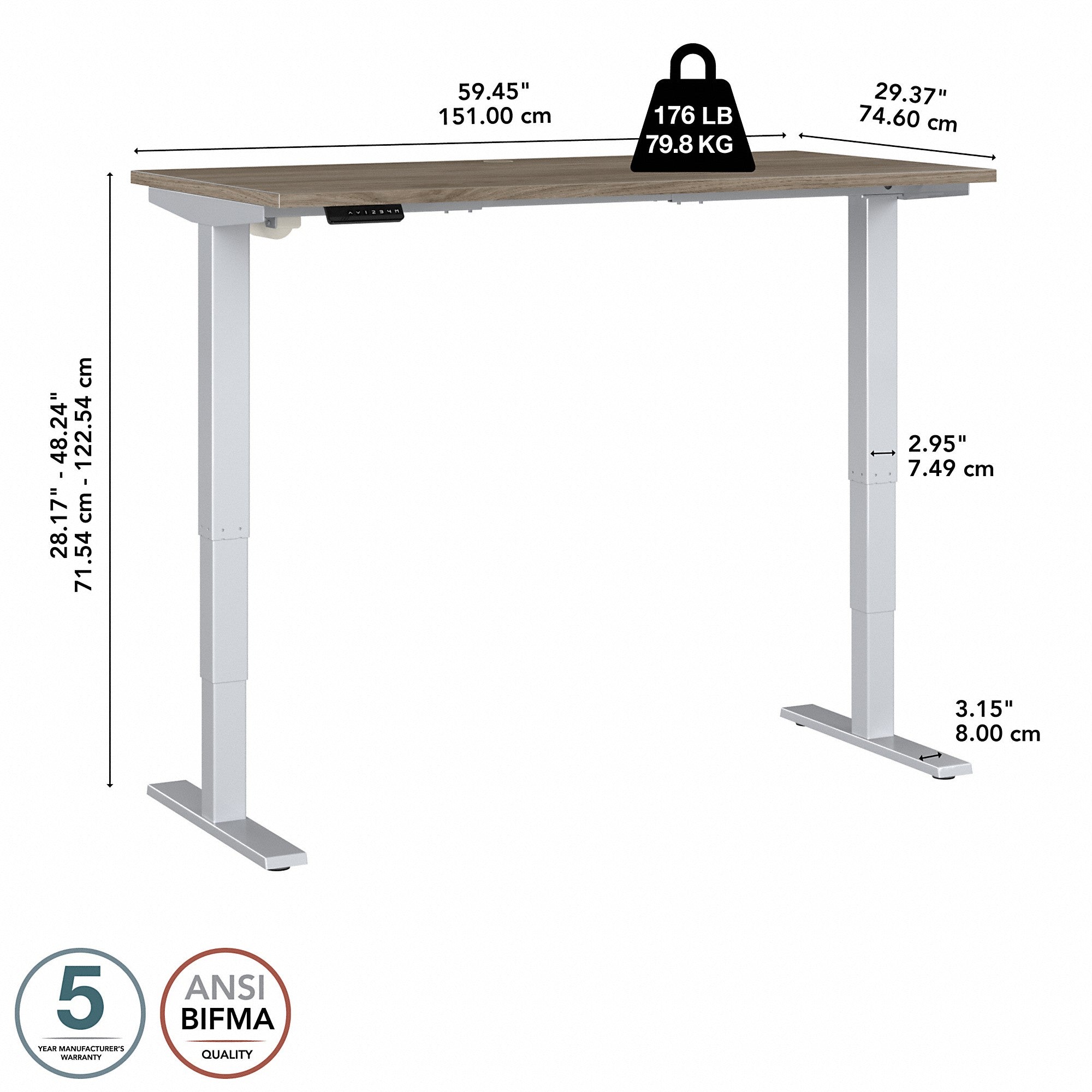 Move 40 Series by Bush Business Furniture 60W x 30D Electric Height Adjustable Standing Desk