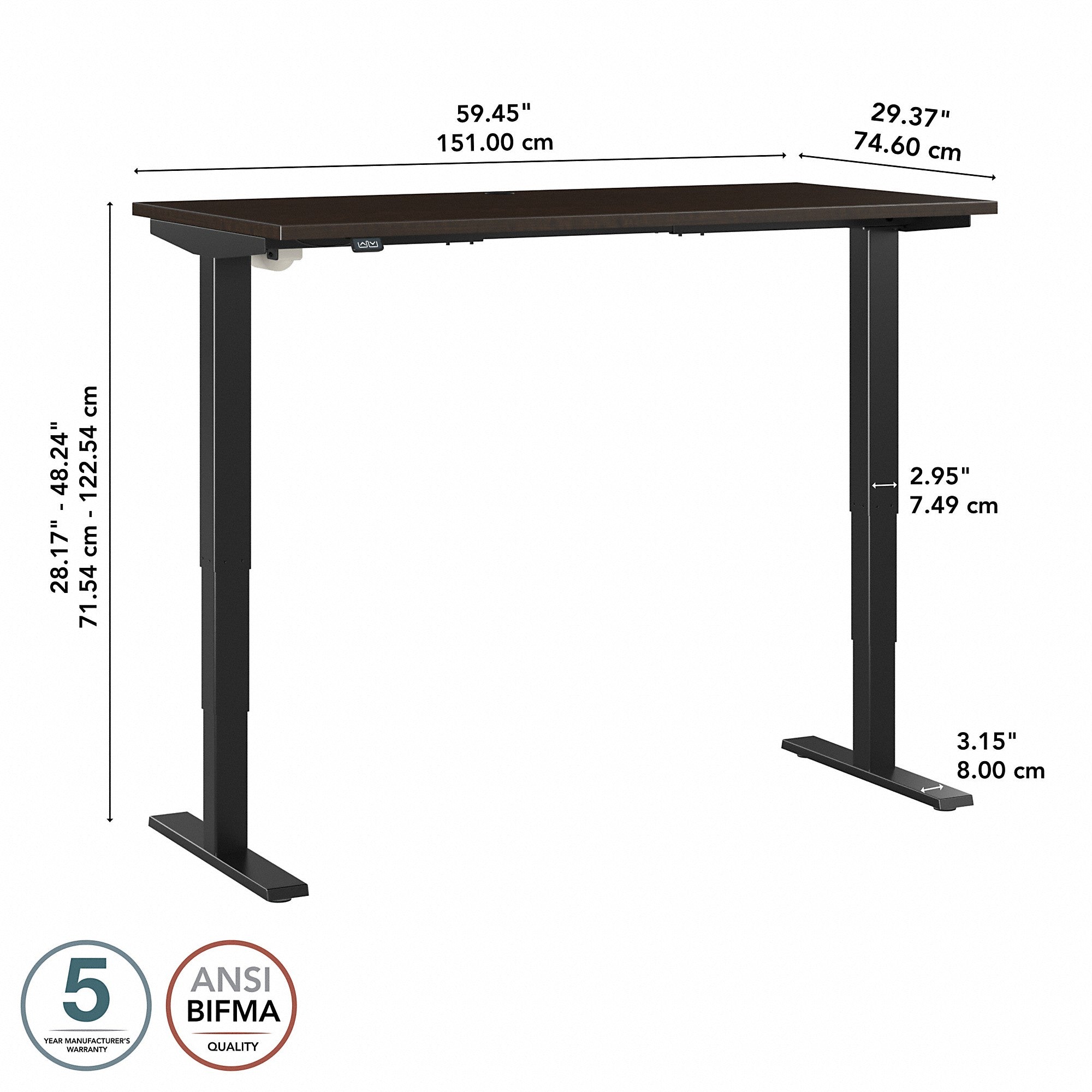 Move 40 Series by Bush Business Furniture 60W x 30D Electric Height Adjustable Standing Desk