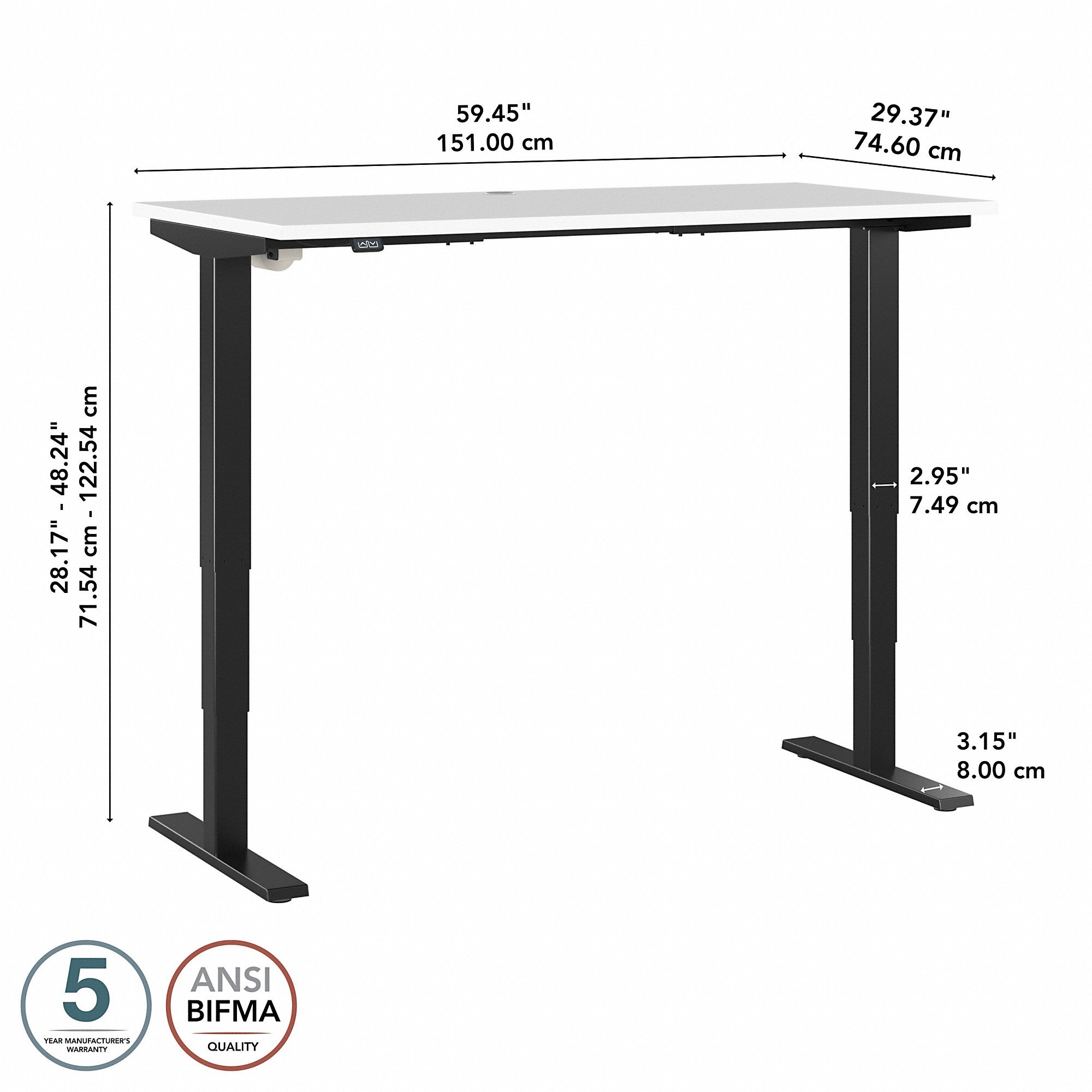 Move 40 Series by Bush Business Furniture 60W x 30D Electric Height Adjustable Standing Desk