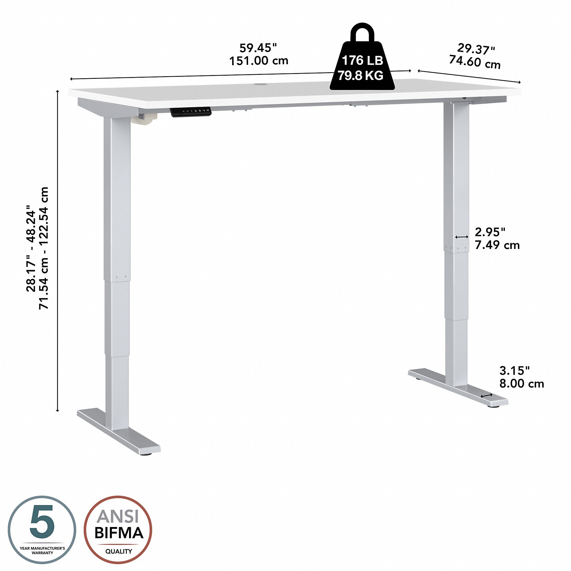 Move 40 Series by Bush Business Furniture 60W x 30D Electric Height Adjustable Standing Desk