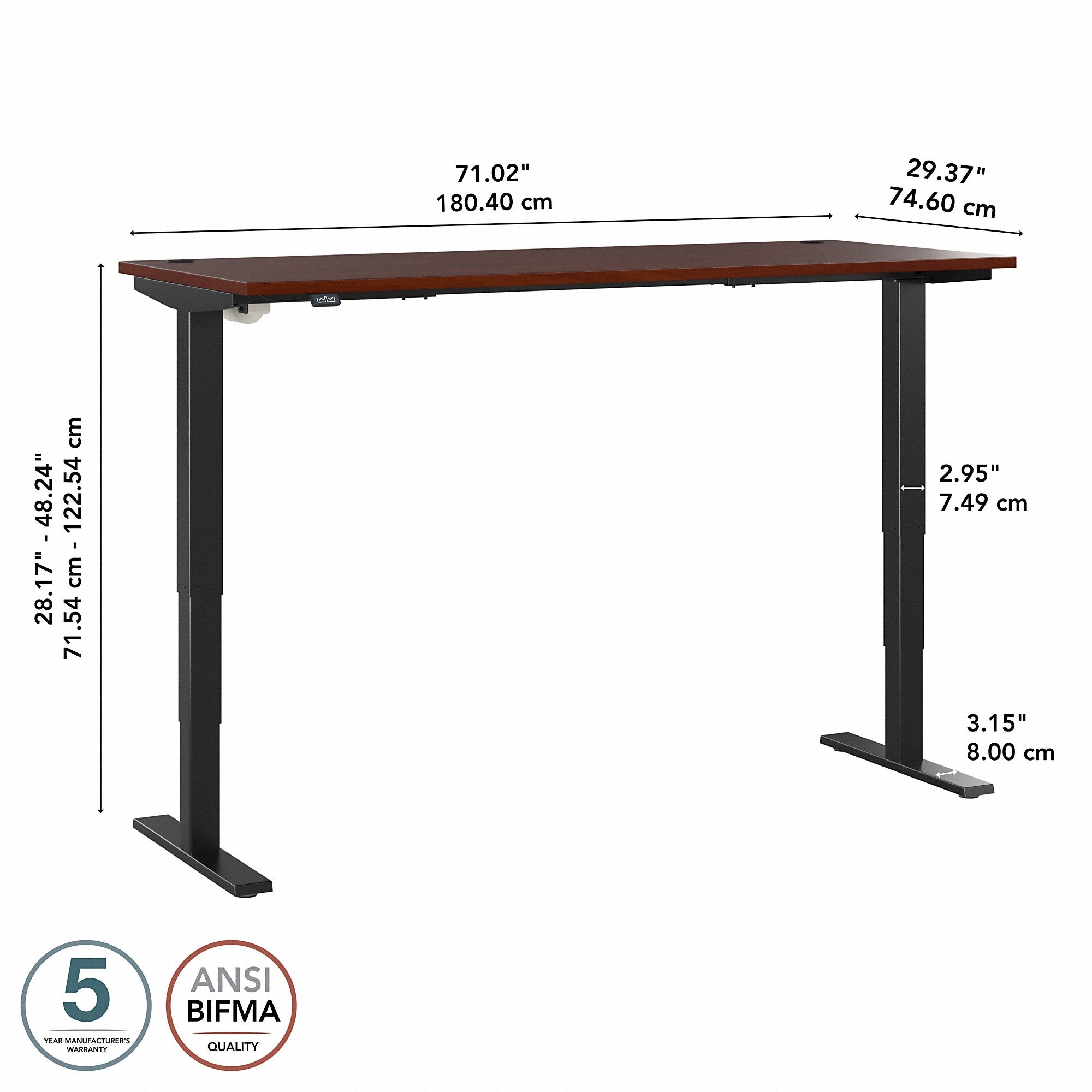 Move 40 Series by Bush Business Furniture 72W x 30D Electric Height Adjustable Standing Desk