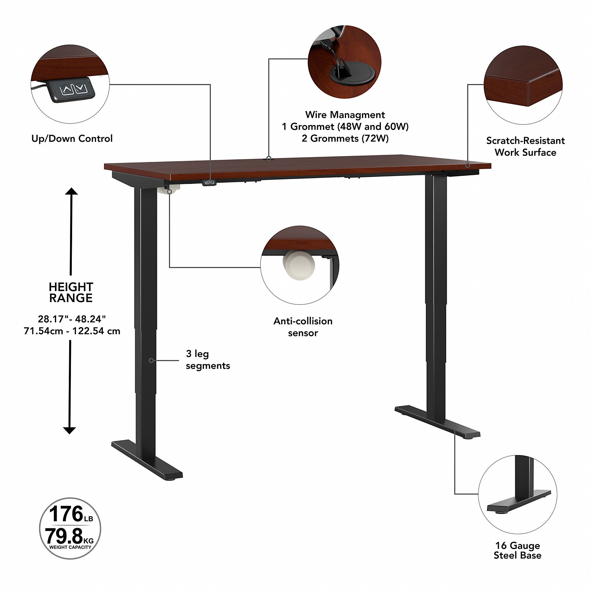 Move 40 Series by Bush Business Furniture 72W x 30D Electric Height Adjustable Standing Desk