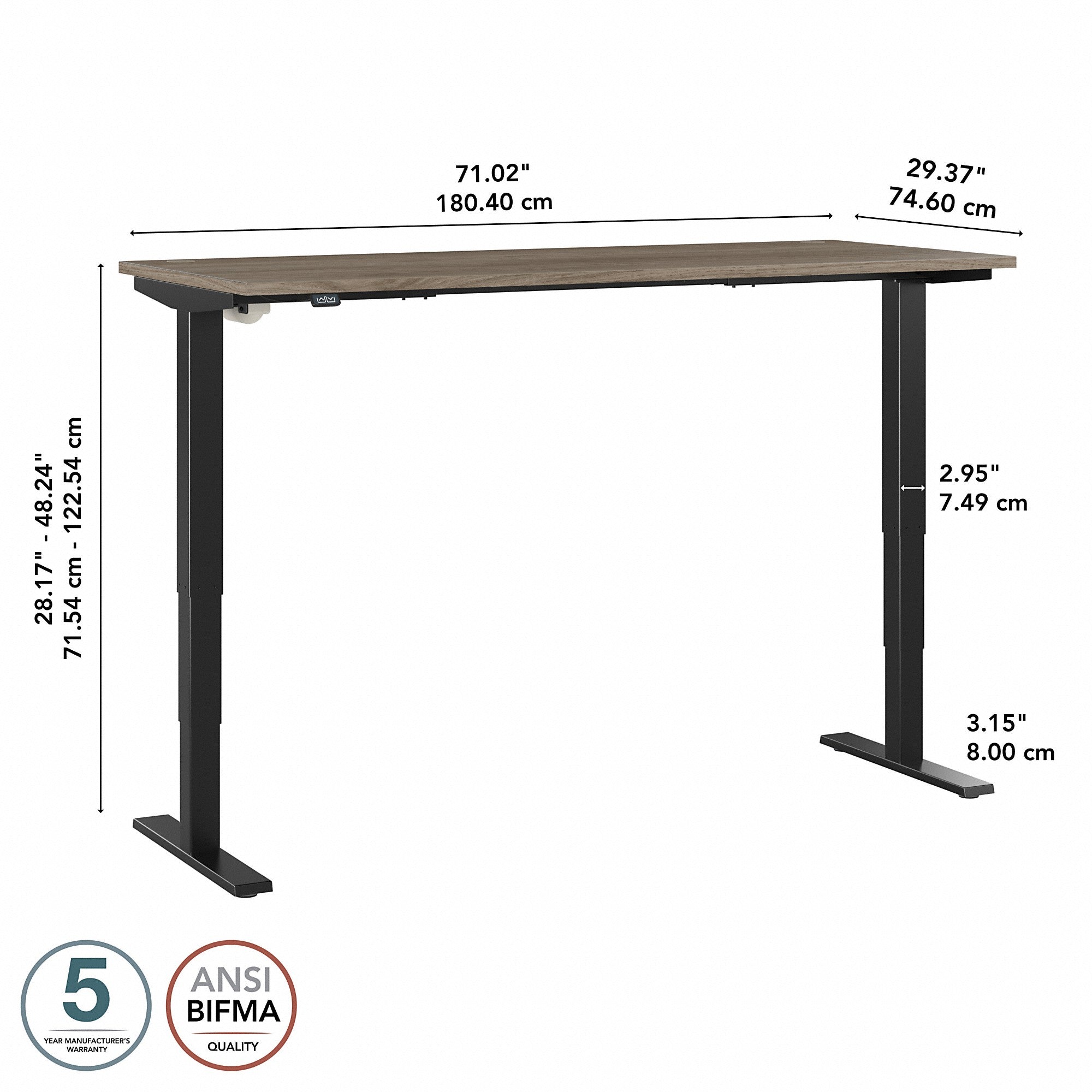 Move 40 Series by Bush Business Furniture 72W x 30D Electric Height Adjustable Standing Desk