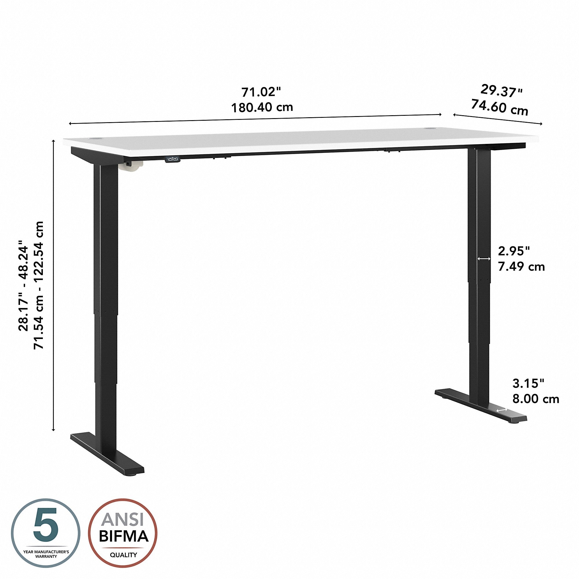 Move 40 Series by Bush Business Furniture 72W x 30D Electric Height Adjustable Standing Desk