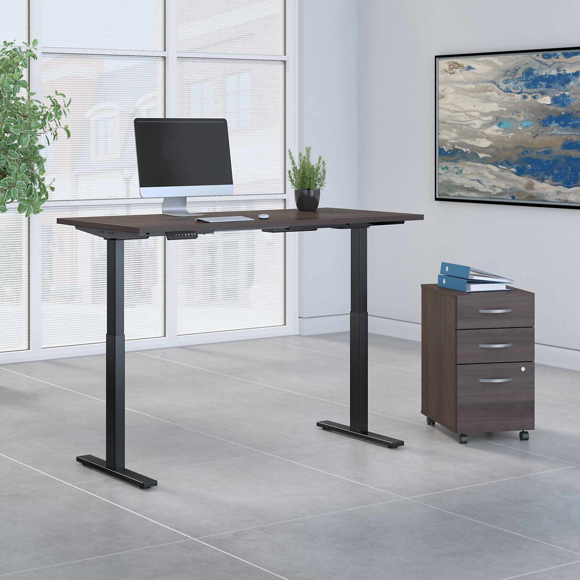 Move 60 Series by Bush Business Furniture 60W x 30D Height Adjustable Standing Desk with Storage