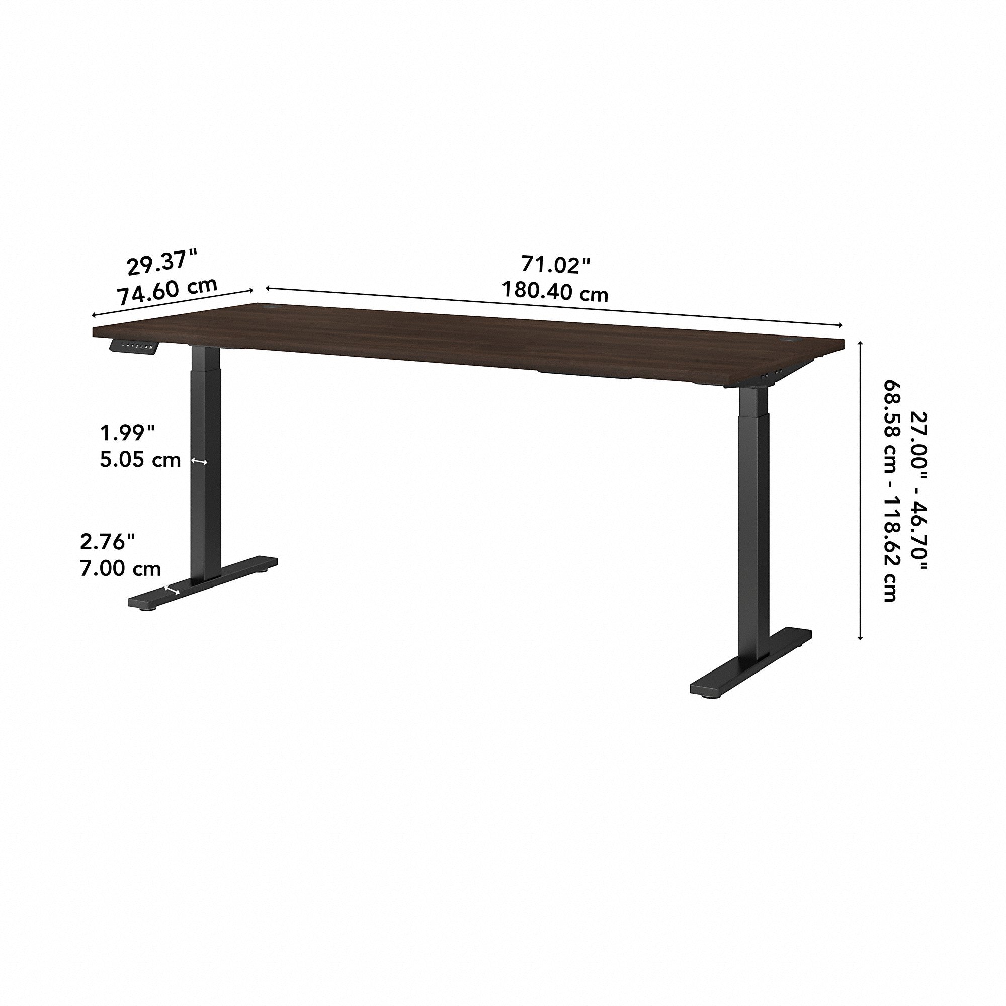 Move 60 Series by Bush Business Furniture 72W x 30D Height Adjustable Standing Desk