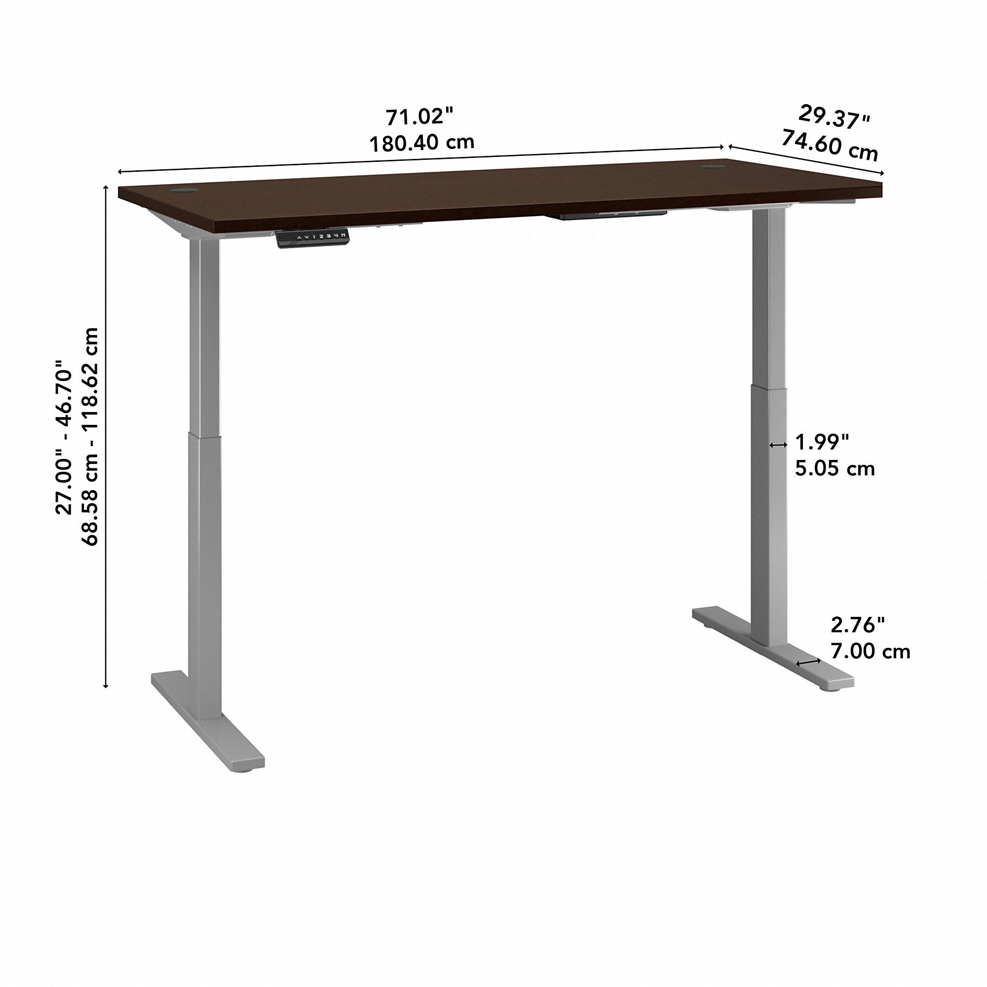 Move 60 Series by Bush Business Furniture 72W x 30D Height Adjustable Standing Desk