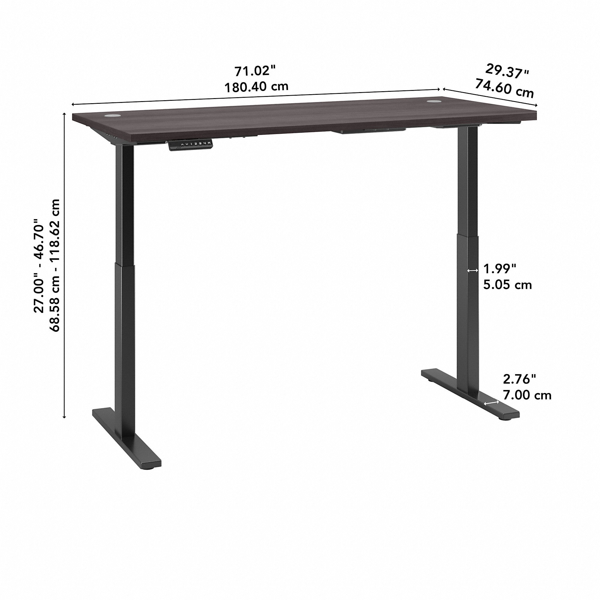 Move 60 Series by Bush Business Furniture 72W x 30D Height Adjustable Standing Desk