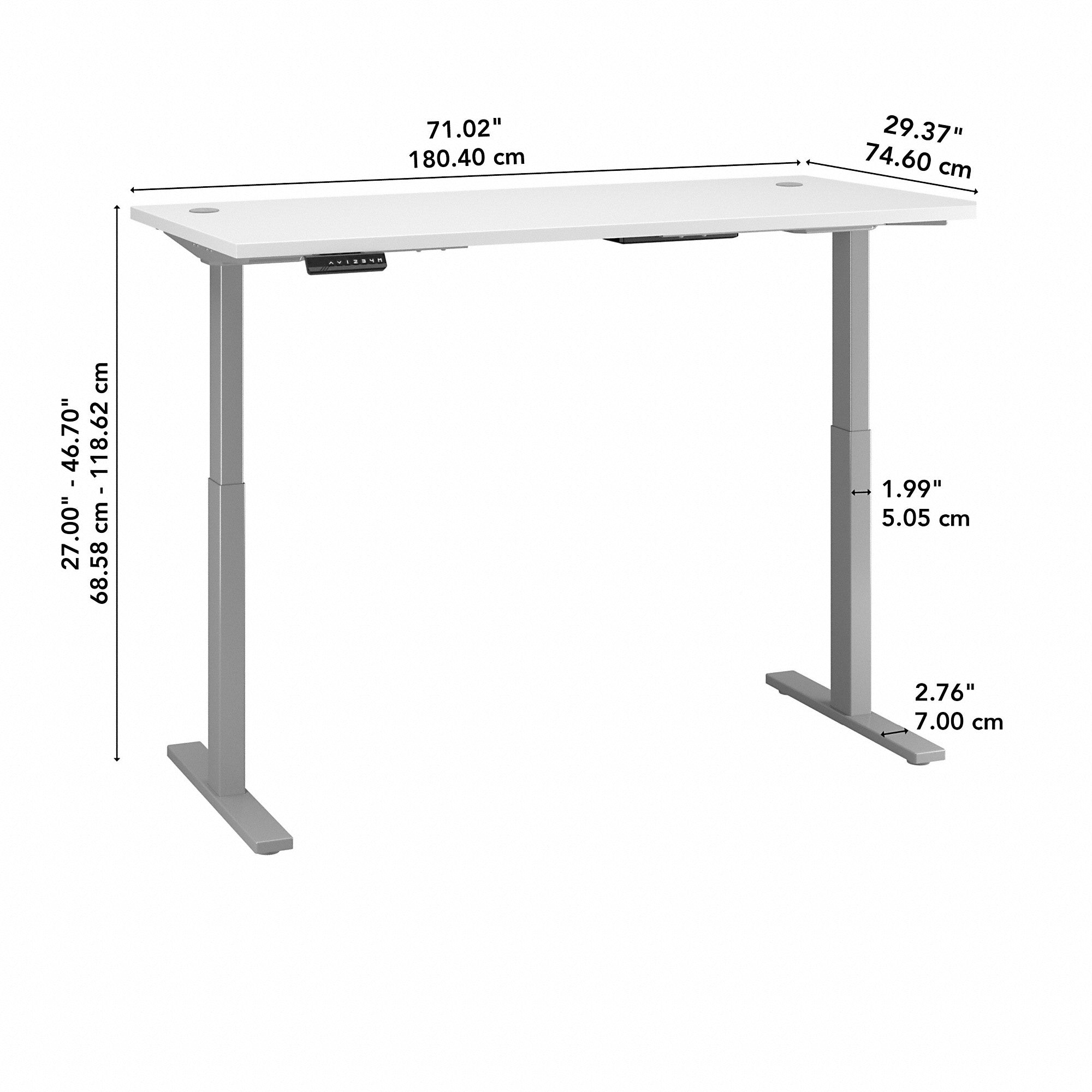 Move 60 Series by Bush Business Furniture 72W x 30D Height Adjustable Standing Desk