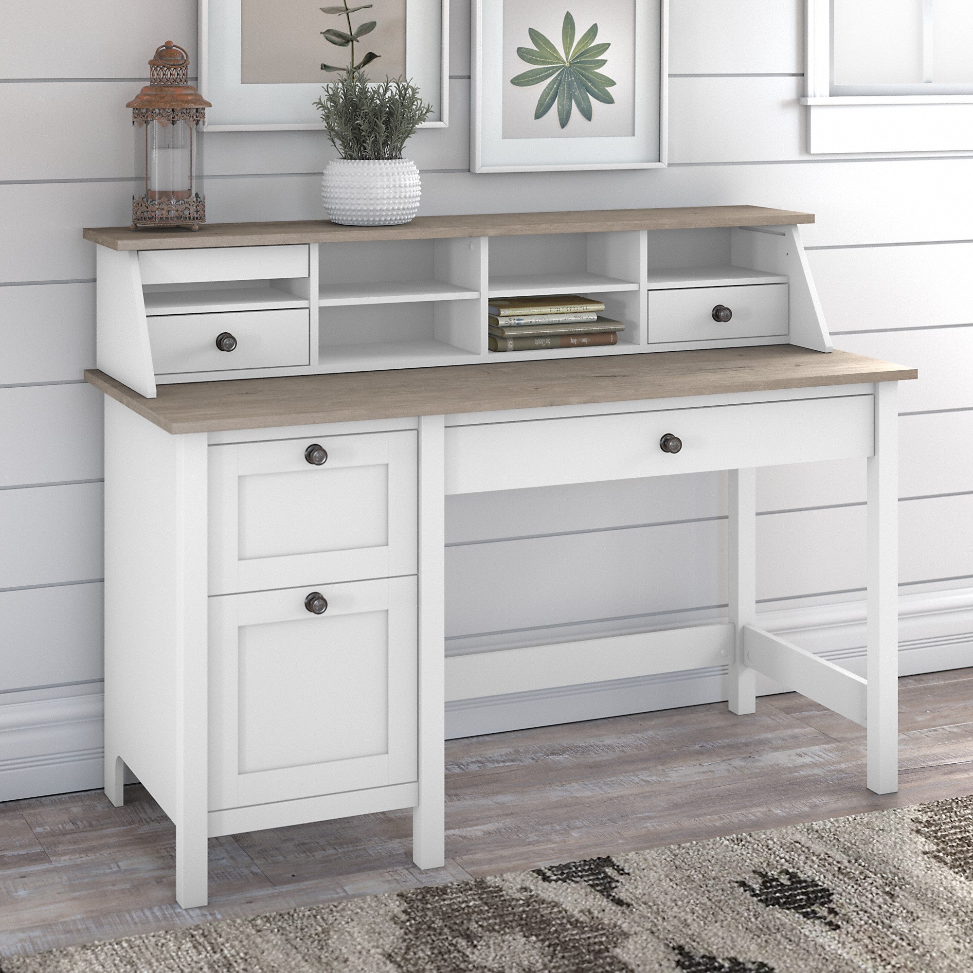 Bush Furniture Mayfield 54W Computer Desk with Drawers and Desktop Organizer