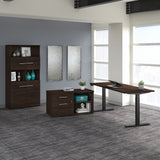 Bush Business Furniture Office 500 72W Height Adjustable Standing Desk with Storage and Bookcase