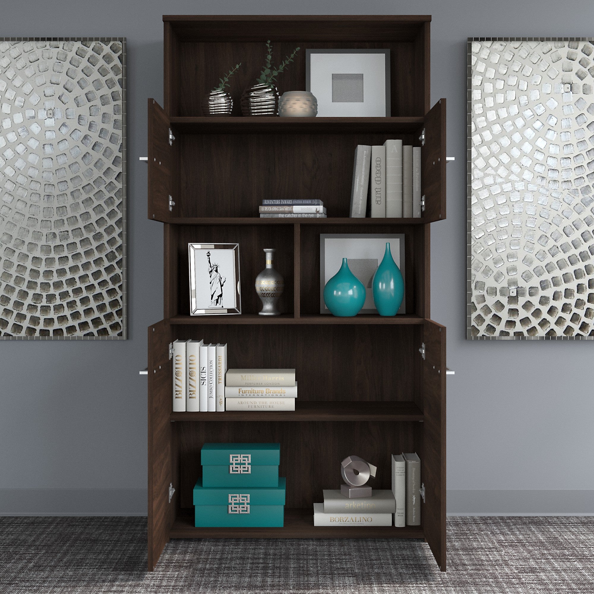 Bush Business Furniture Office 500 5 Shelf Bookcase with Doors