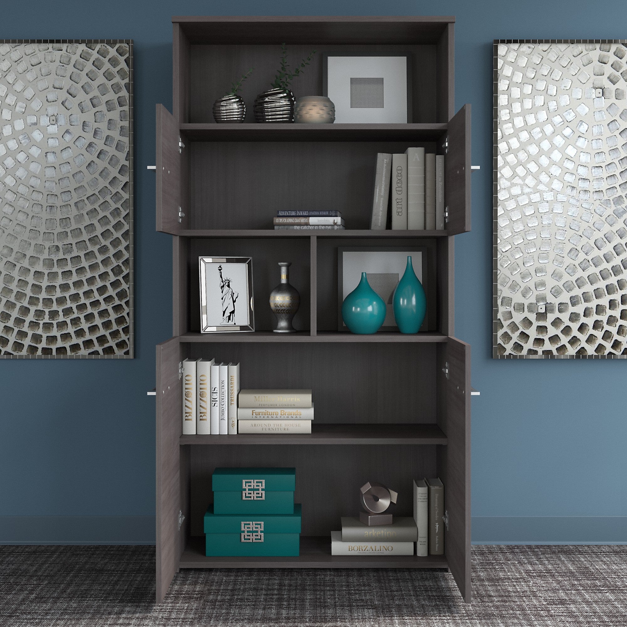 Bush Business Furniture Office 500 5 Shelf Bookcase with Doors