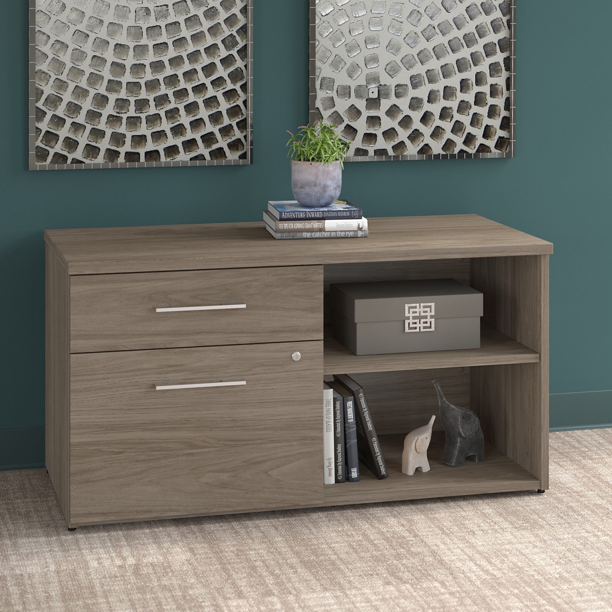 Bush Business Furniture Office 500 Low Storage Cabinet with Drawers and Shelves