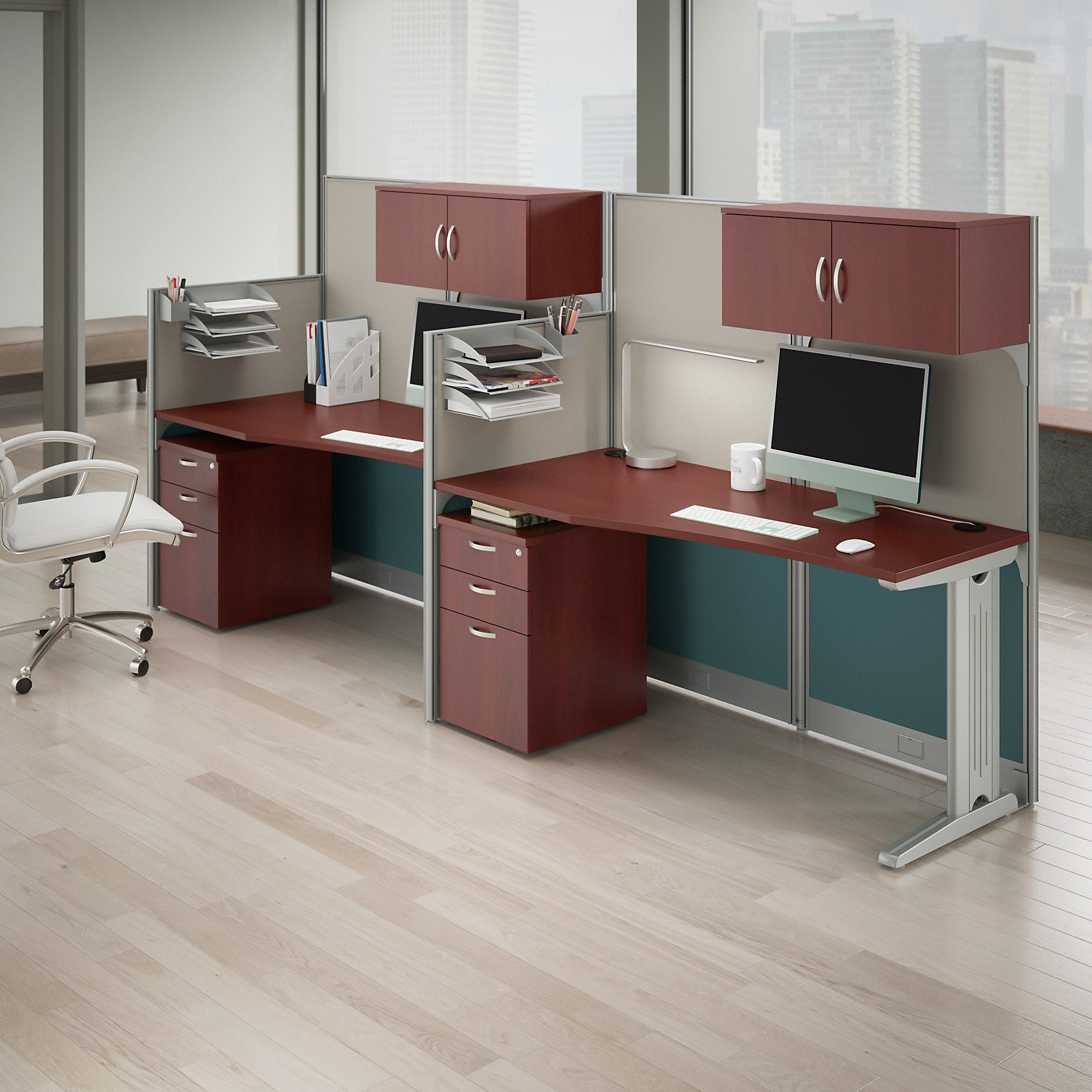 Bush Business Furniture Office in an Hour 2 Person Cubicle Workstations