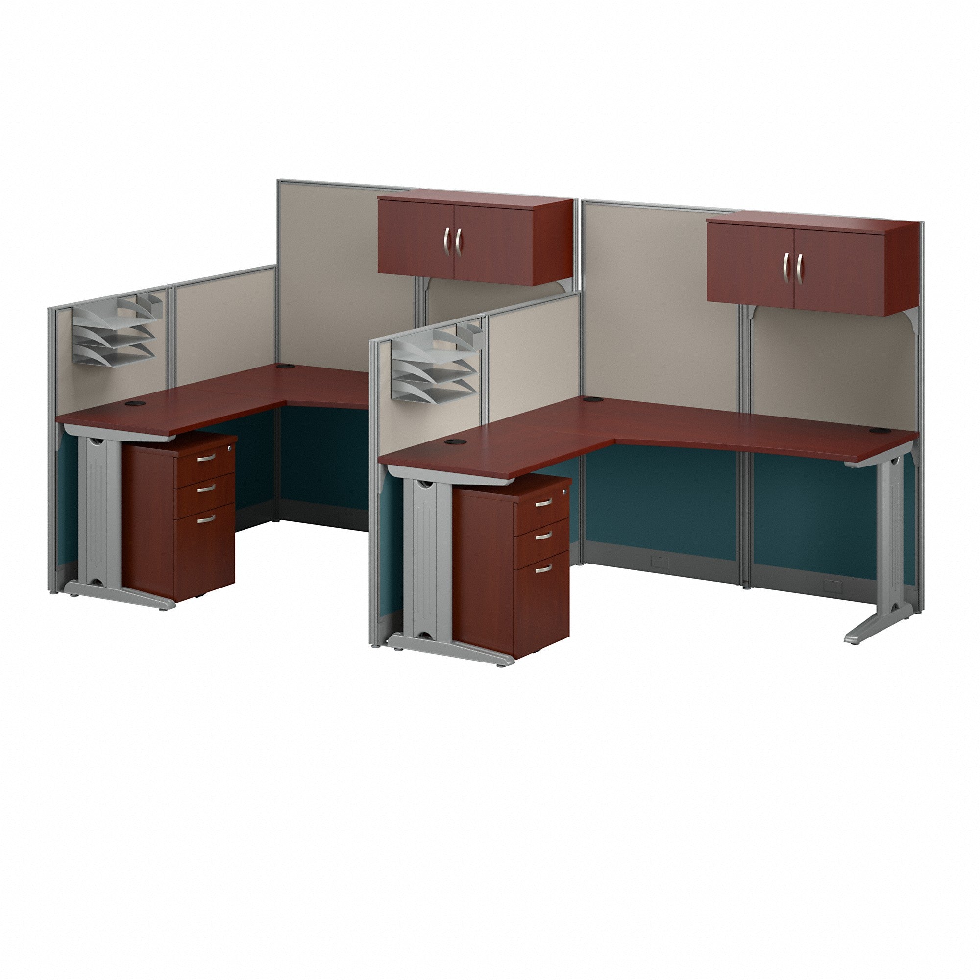 Bush Business Furniture Office in an Hour 2 Person L Shaped Cubicle Workstations