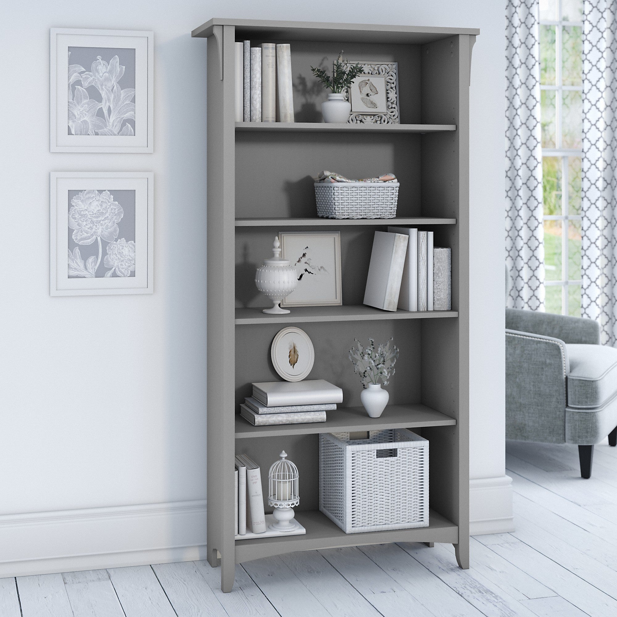 Bush Furniture Salinas Tall 5 Shelf Bookcase