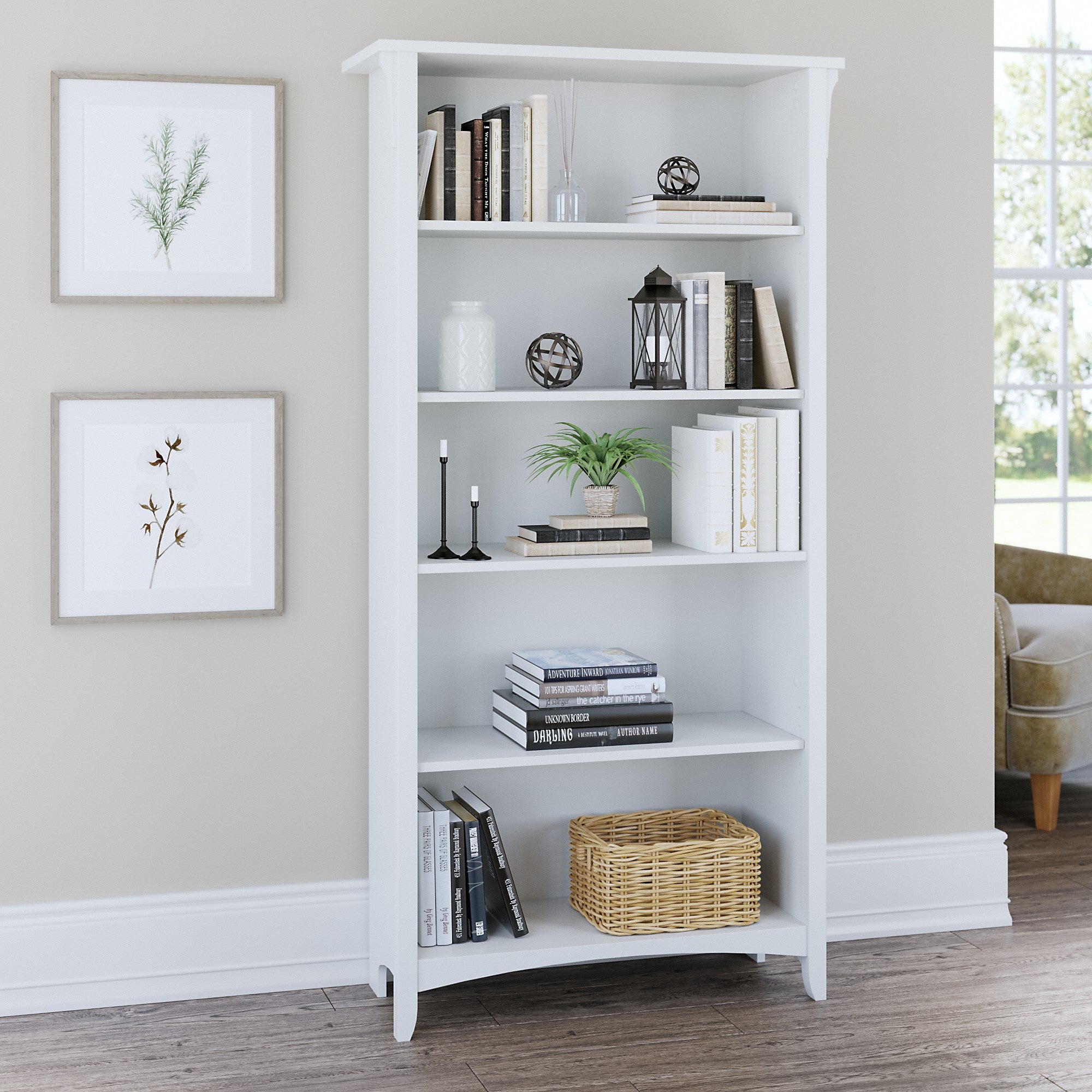 Bush Furniture Salinas Tall 5 Shelf Bookcase