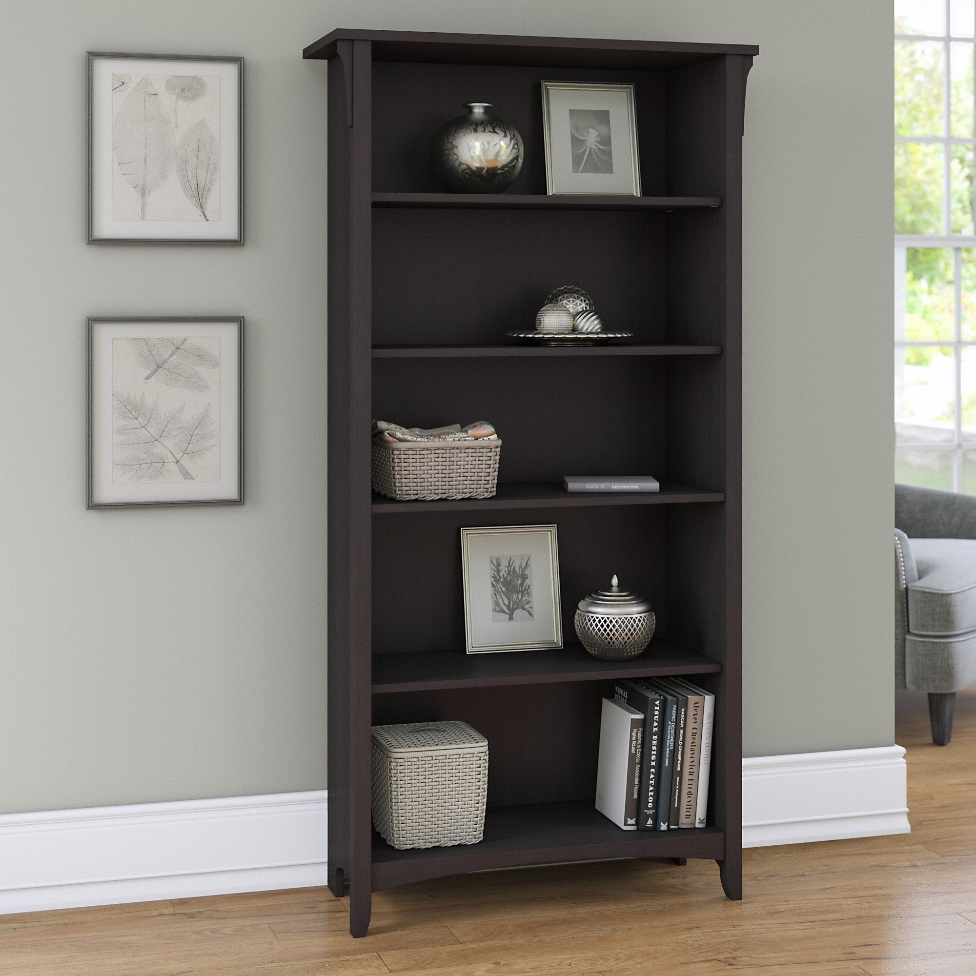 Bush Furniture Salinas Tall 5 Shelf Bookcase