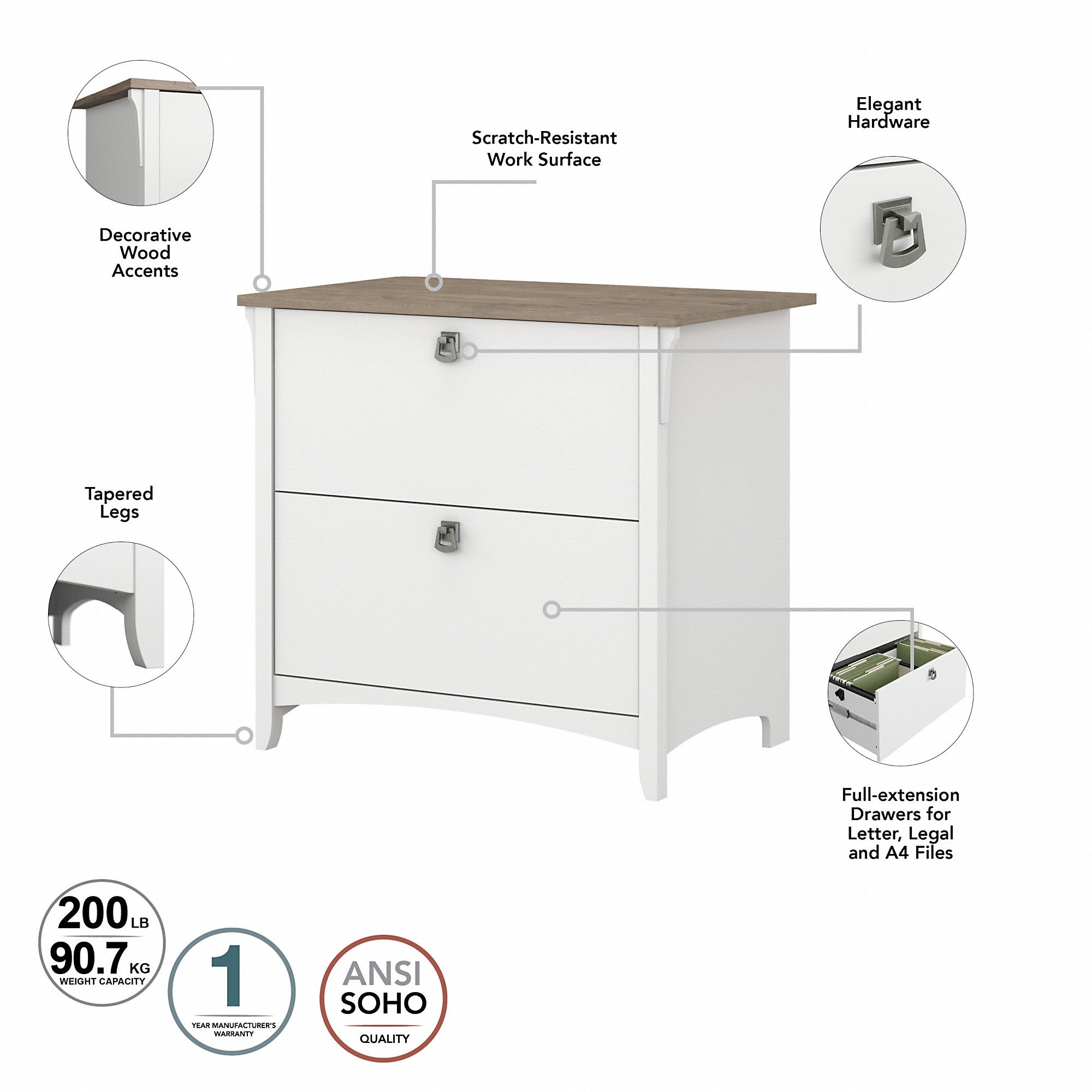 Bush Furniture Salinas 2 Drawer Lateral File Cabinet