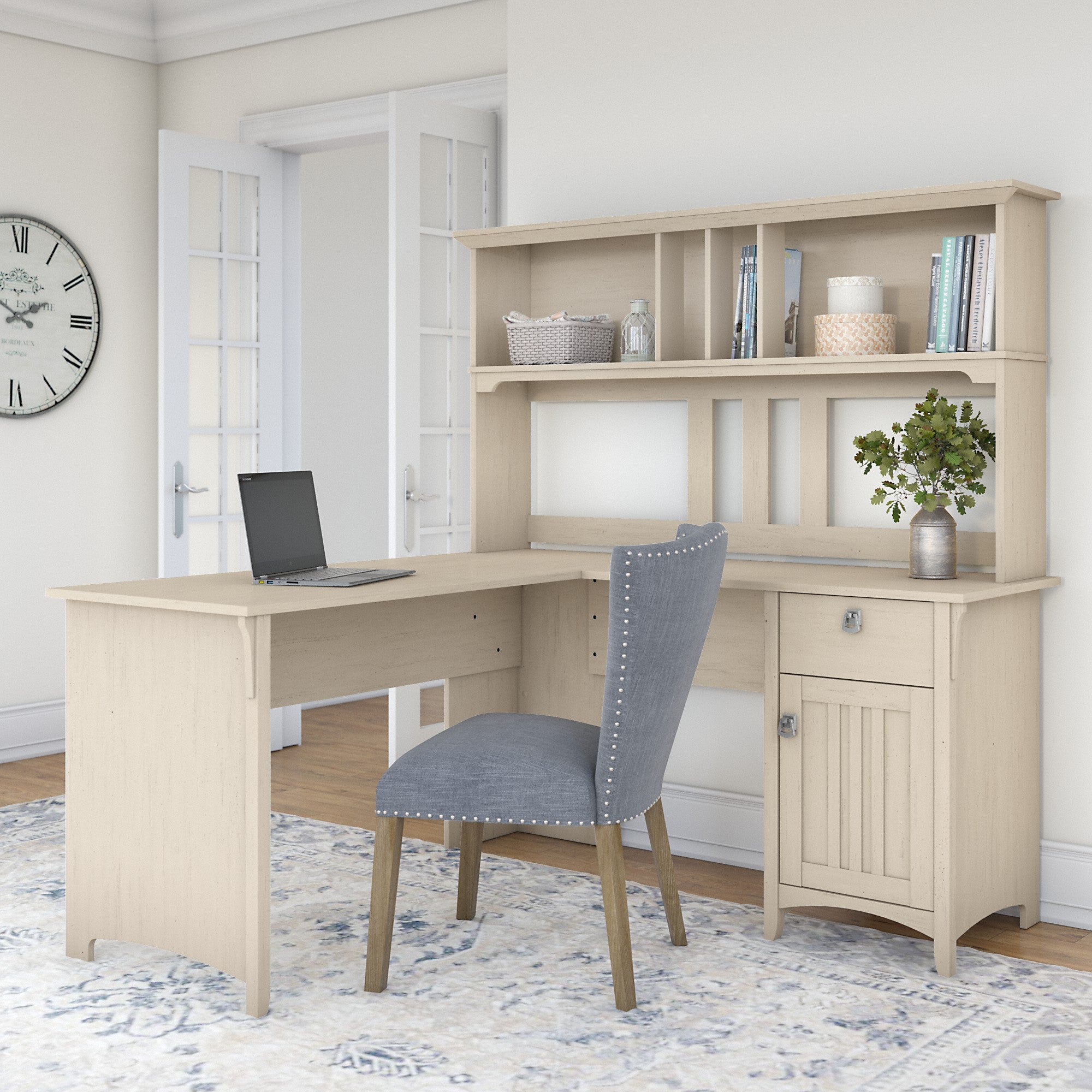 Bush Furniture Salinas 60W L Shaped Desk with Hutch