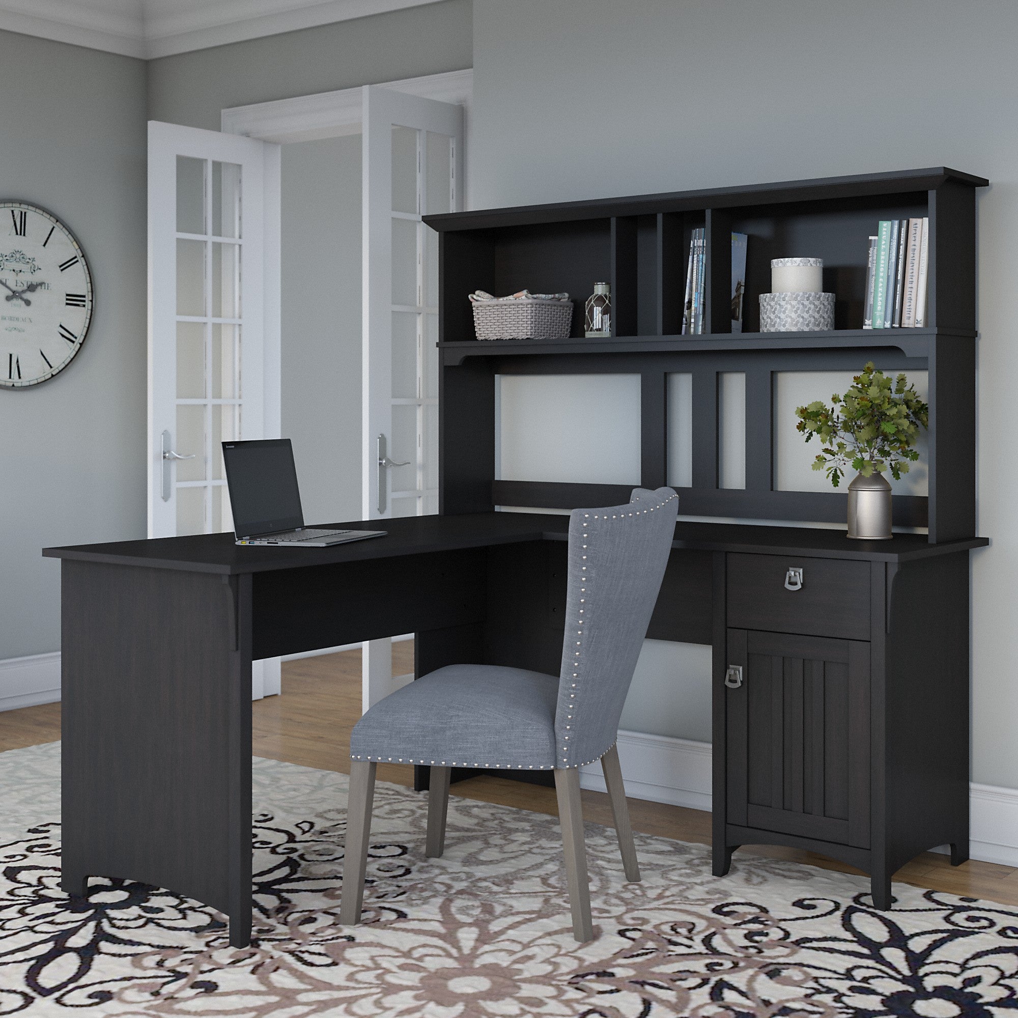 Bush Furniture Salinas 60W L Shaped Desk with Hutch