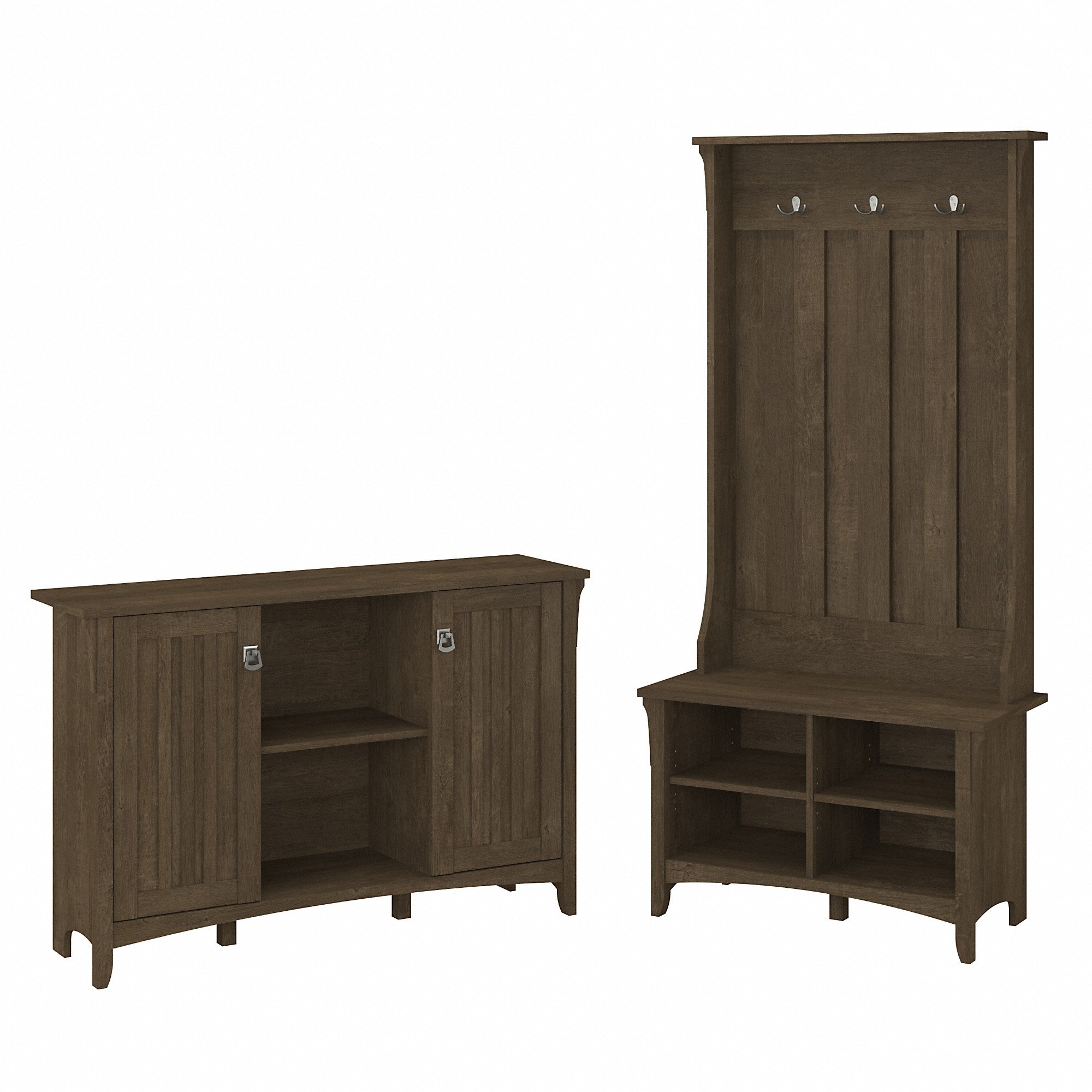 Bush Furniture Salinas Entryway Storage Set with Hall Tree, Shoe Bench and Accent Cabinet