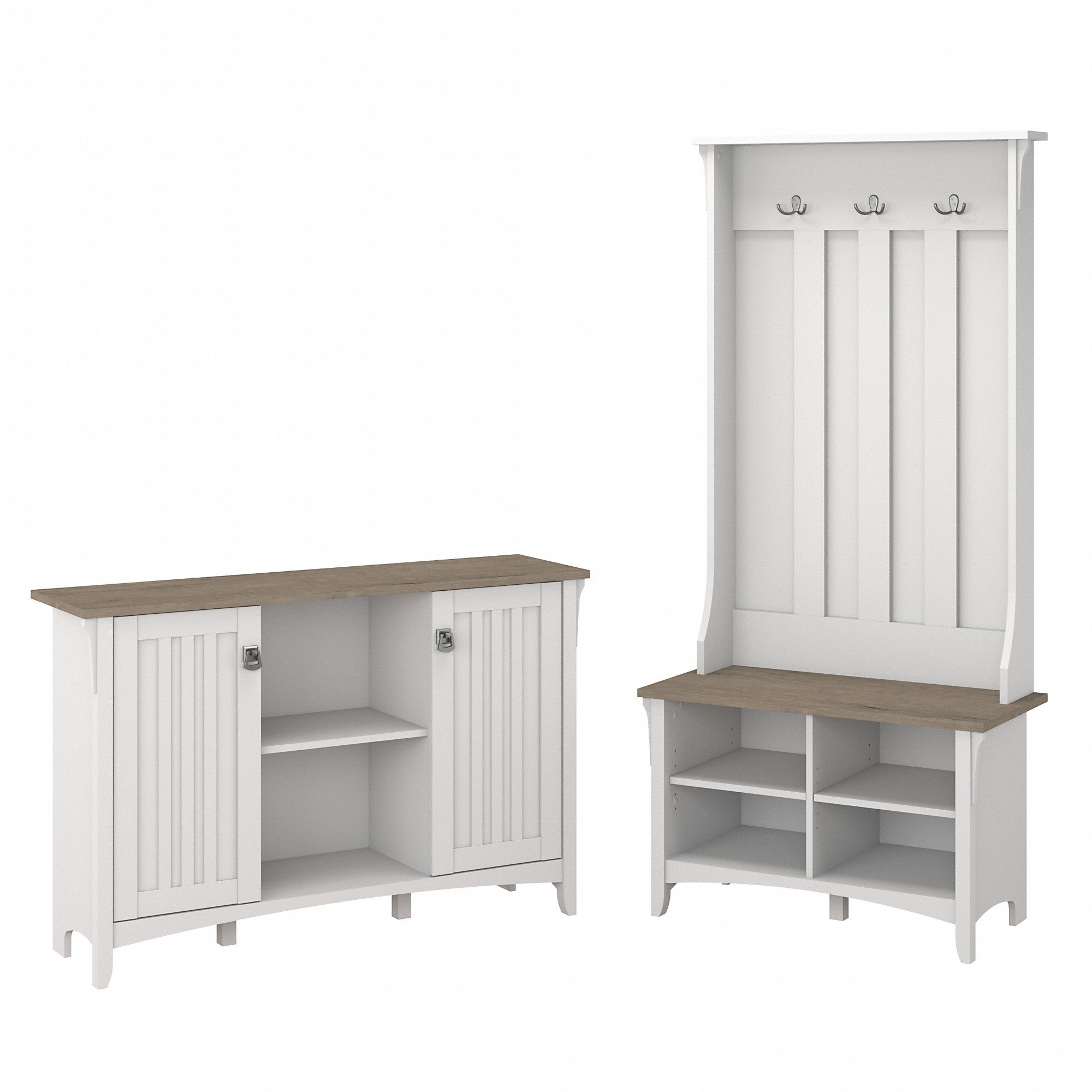 Bush Furniture Salinas Entryway Storage Set with Hall Tree, Shoe Bench and Accent Cabinet