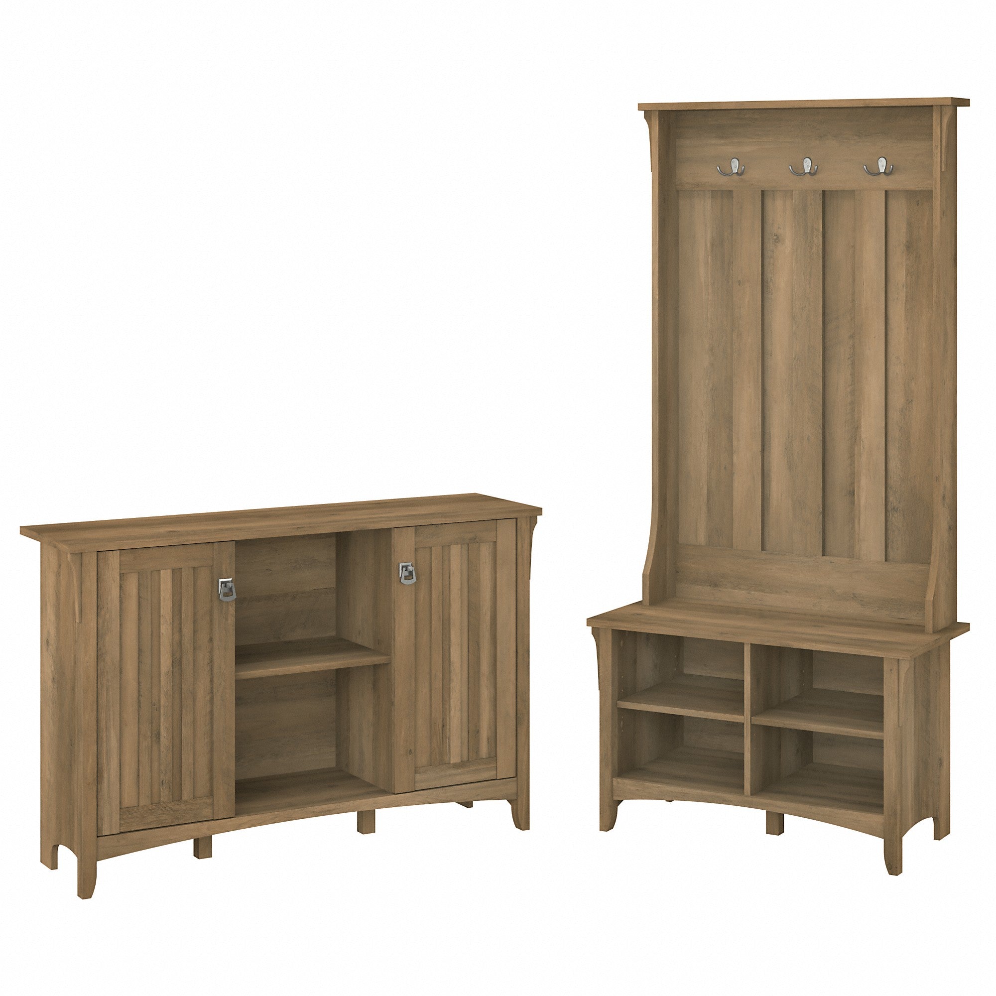 Bush Furniture Salinas Entryway Storage Set with Hall Tree, Shoe Bench and Accent Cabinet