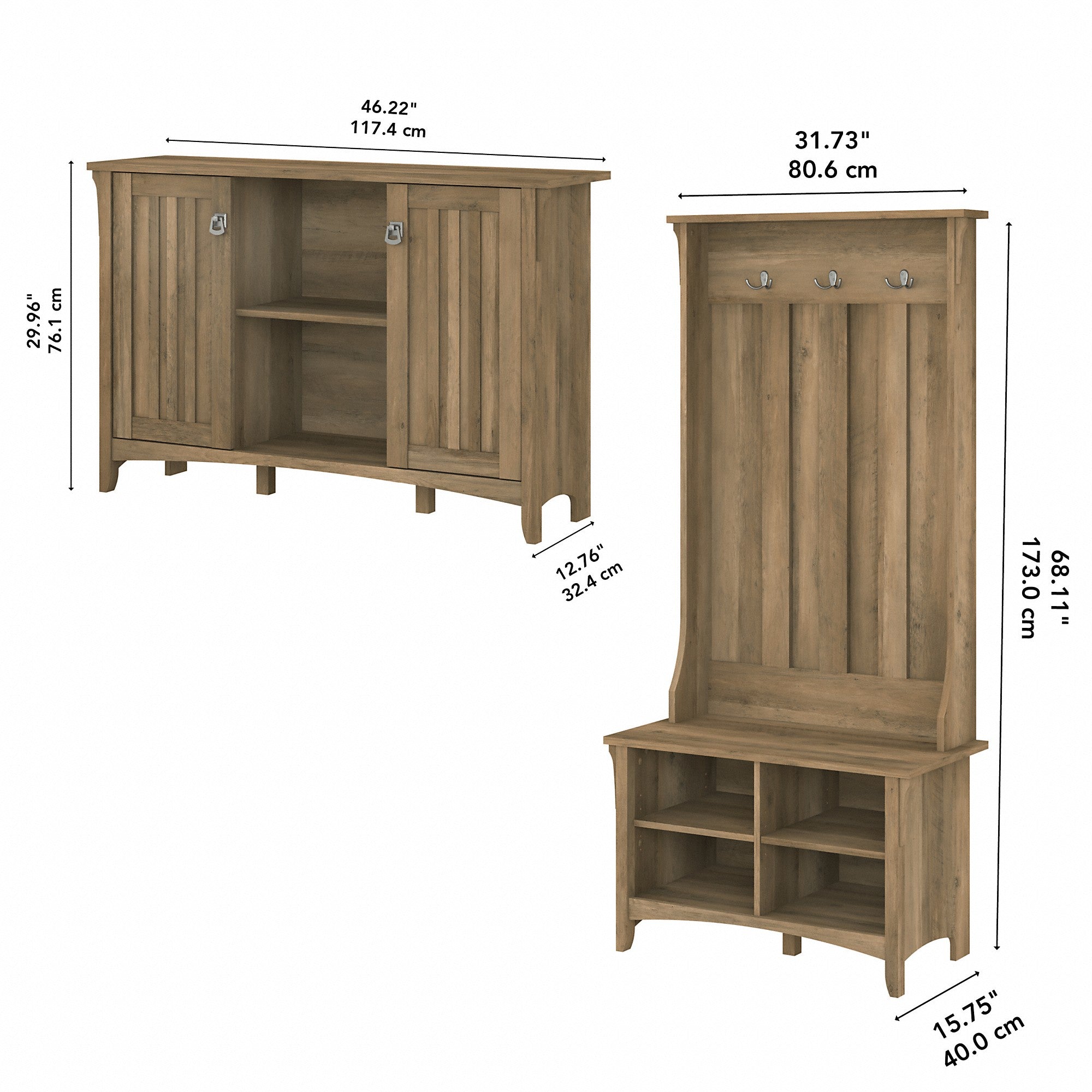 Bush Furniture Salinas Entryway Storage Set with Hall Tree, Shoe Bench and Accent Cabinet