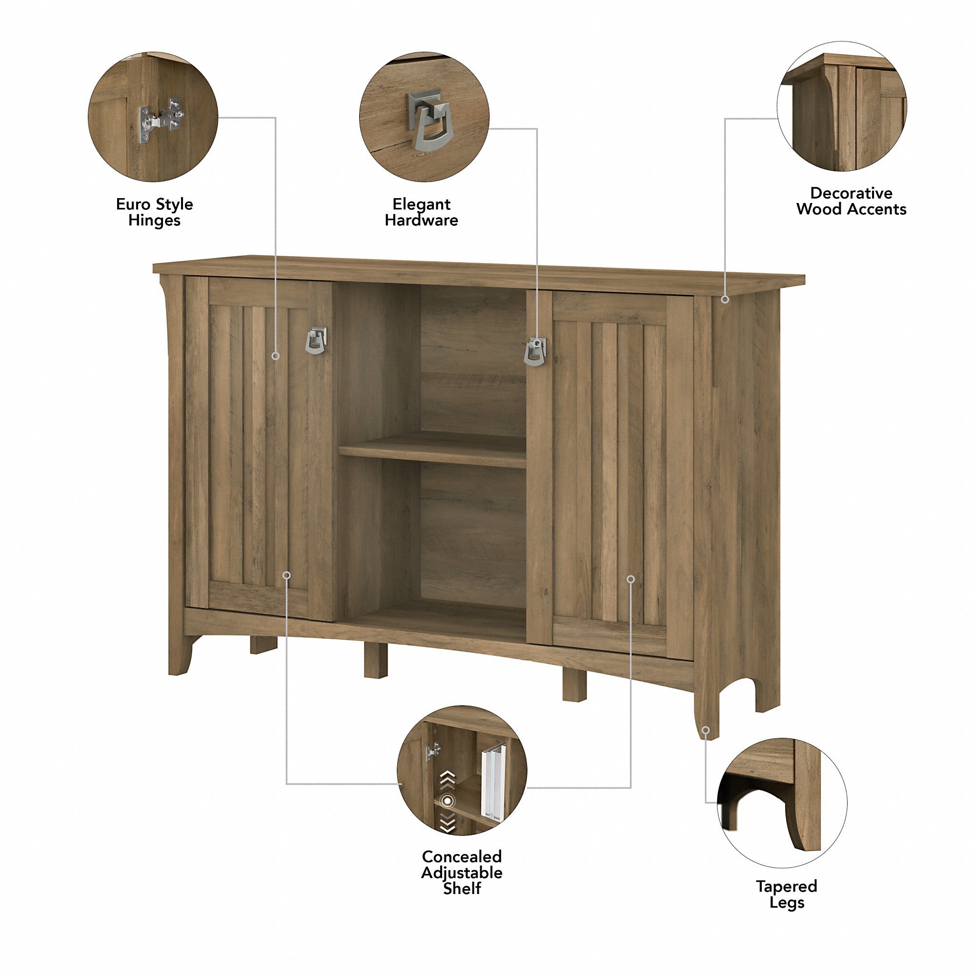 Bush Furniture Salinas Entryway Storage Set with Hall Tree, Shoe Bench and Accent Cabinet