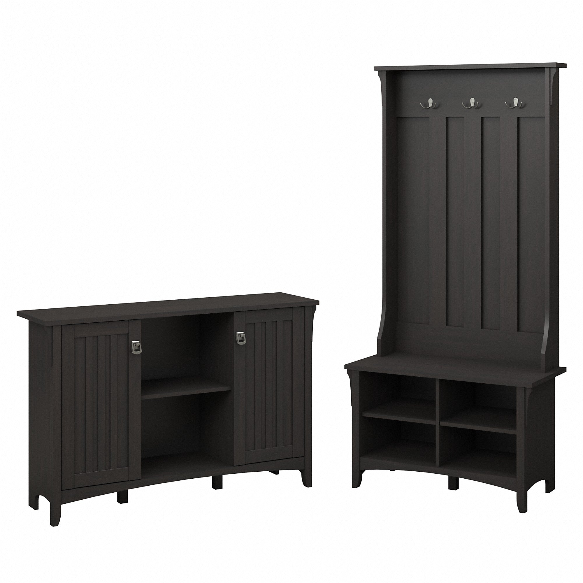 Bush Furniture Salinas Entryway Storage Set with Hall Tree, Shoe Bench and Accent Cabinet