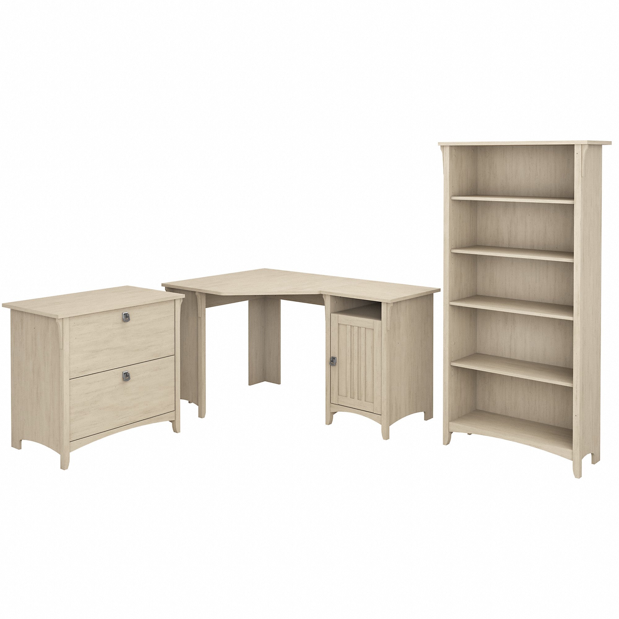 Bush Furniture Salinas 55W Corner Desk with Lateral File Cabinet and 5 Shelf Bookcase