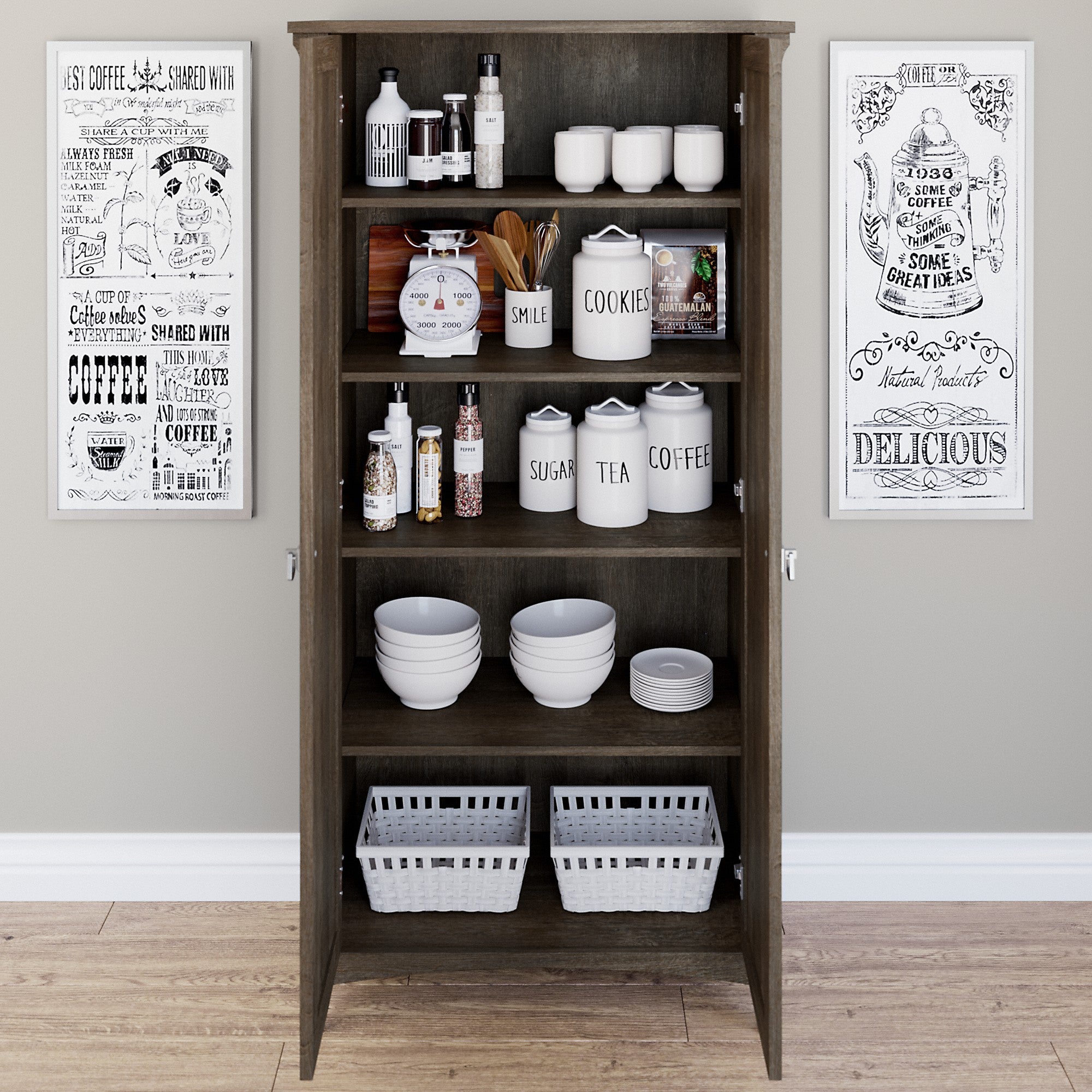 Bush Furniture Salinas Kitchen Pantry Cabinet with Doors