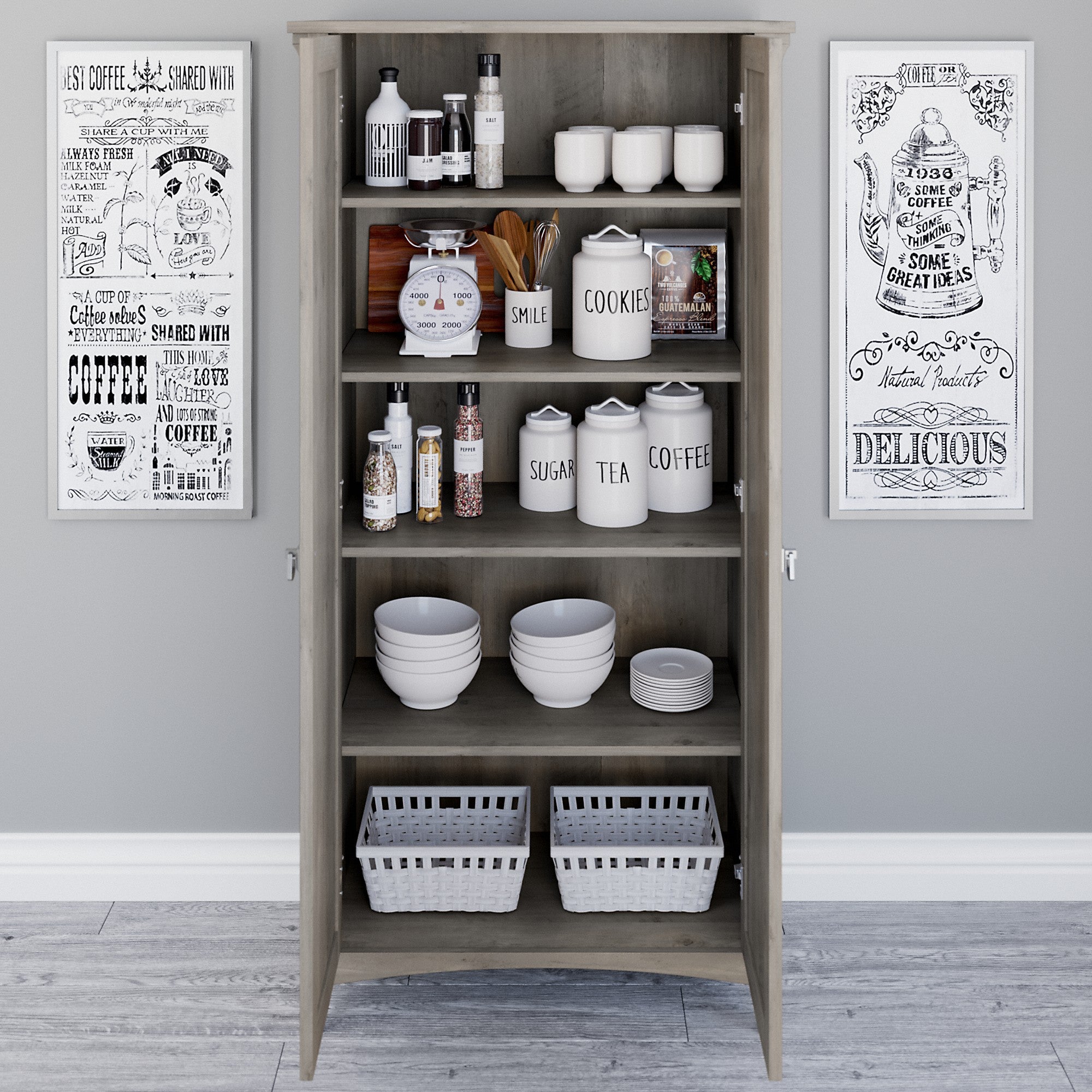 Bush Furniture Salinas Kitchen Pantry Cabinet with Doors