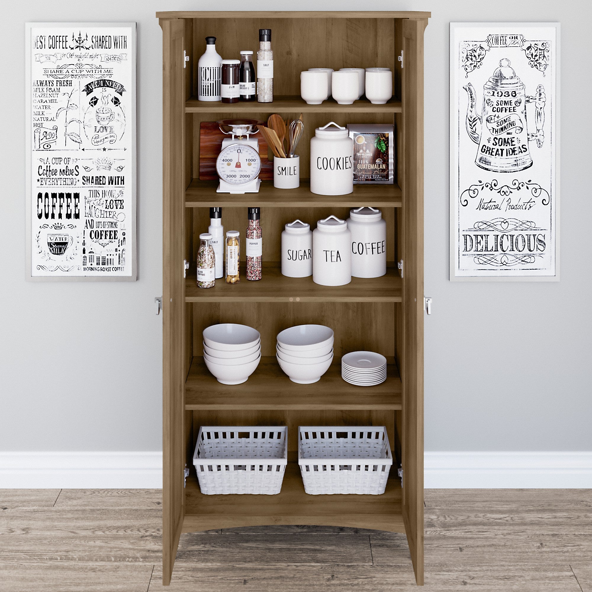 Bush Furniture Salinas Kitchen Pantry Cabinet with Doors