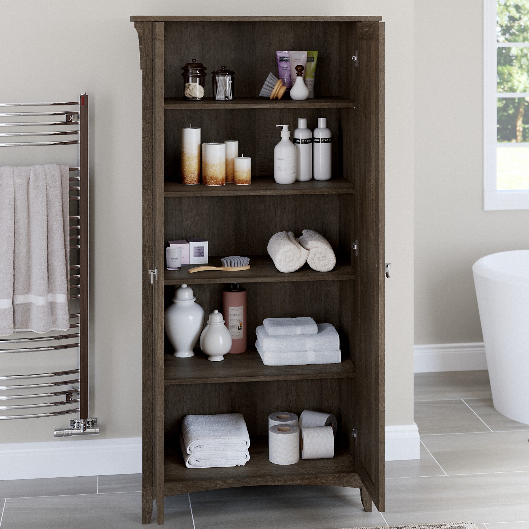 Bush Furniture Salinas Bathroom Storage Cabinet with Doors