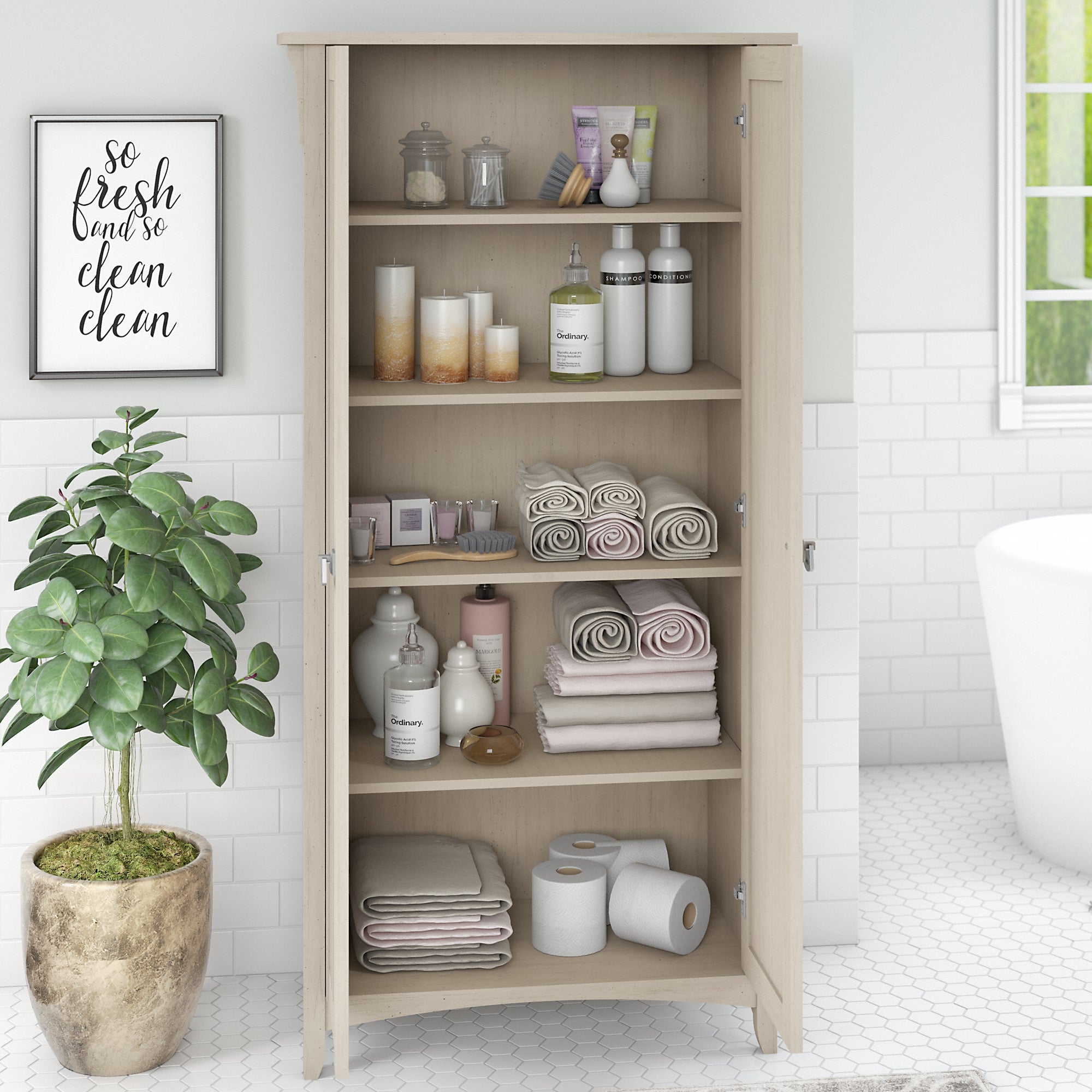 Bush Furniture Salinas Bathroom Storage Cabinet with Doors