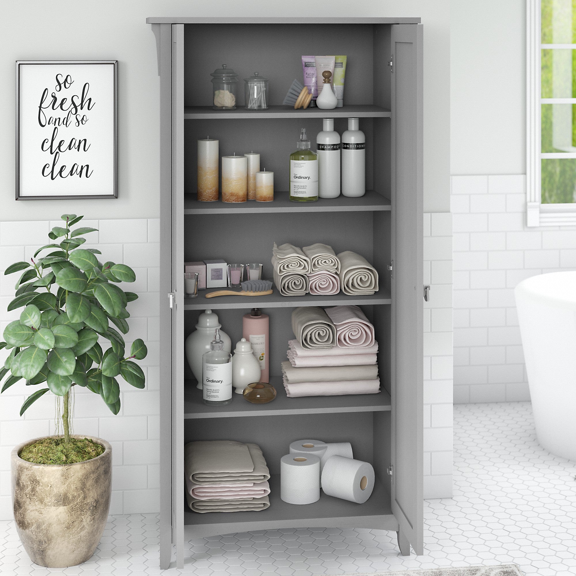 Bush Furniture Salinas Bathroom Storage Cabinet with Doors