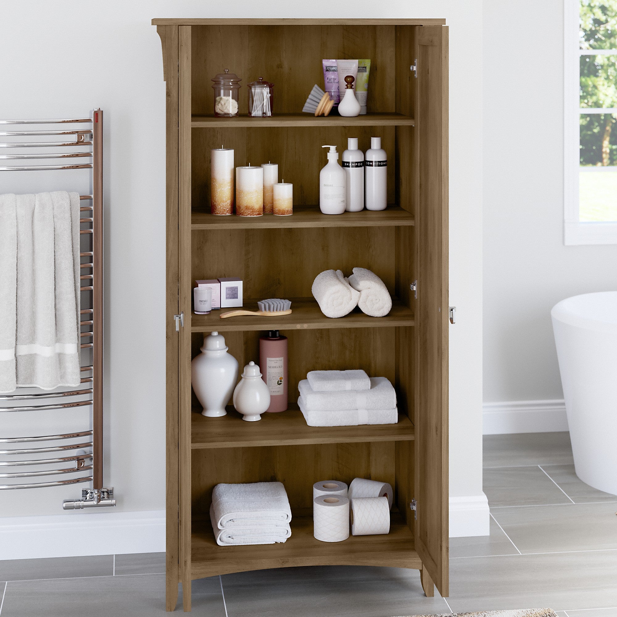 Bush Furniture Salinas Bathroom Storage Cabinet with Doors