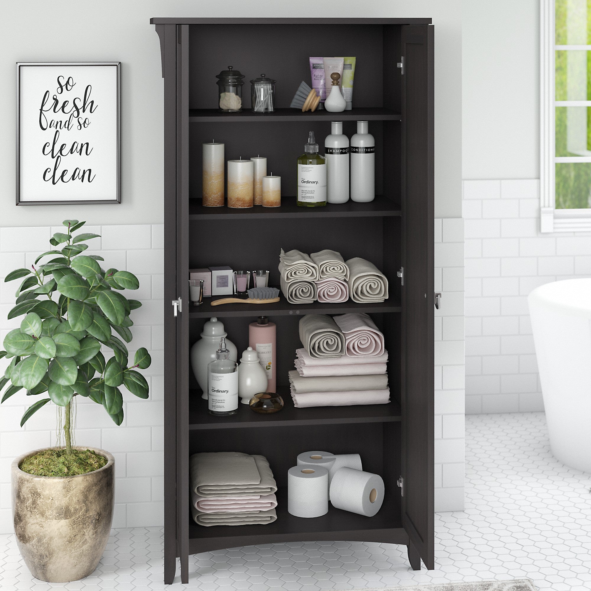 Bush Furniture Salinas Bathroom Storage Cabinet with Doors