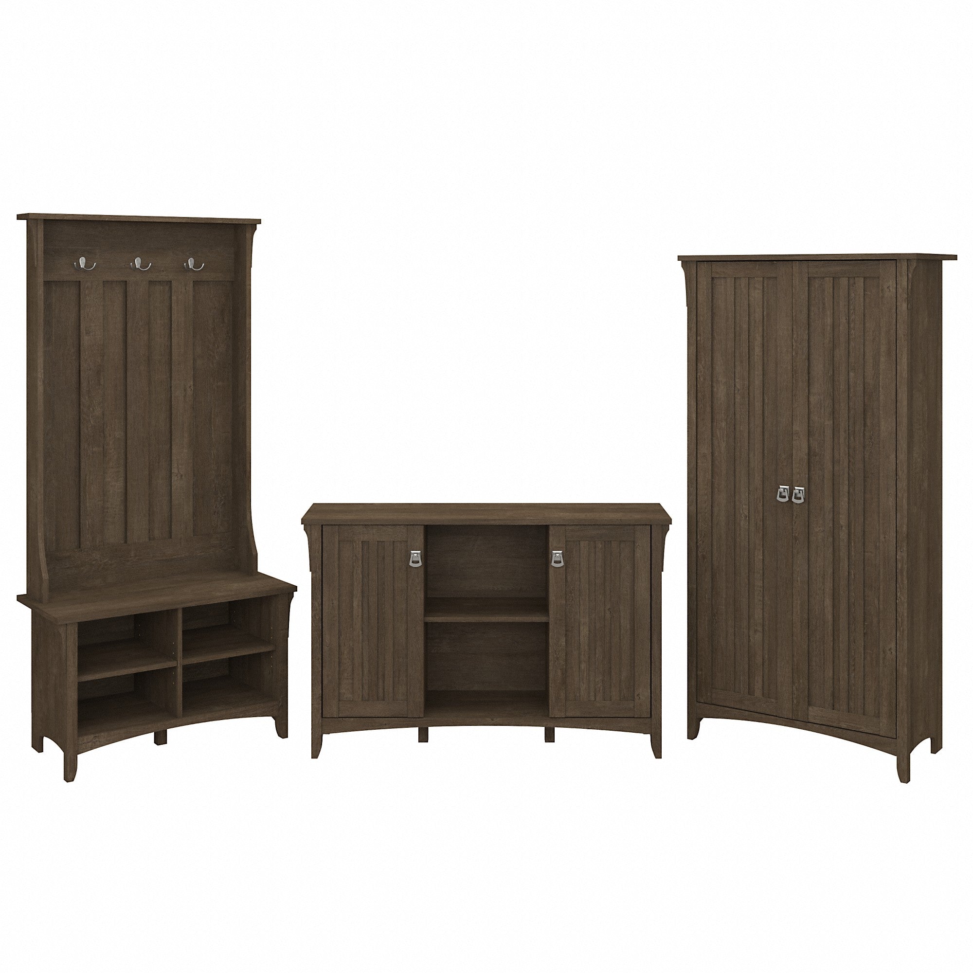 Bush Furniture Salinas Entryway Storage Set with Hall Tree, Shoe Bench and Accent Cabinets