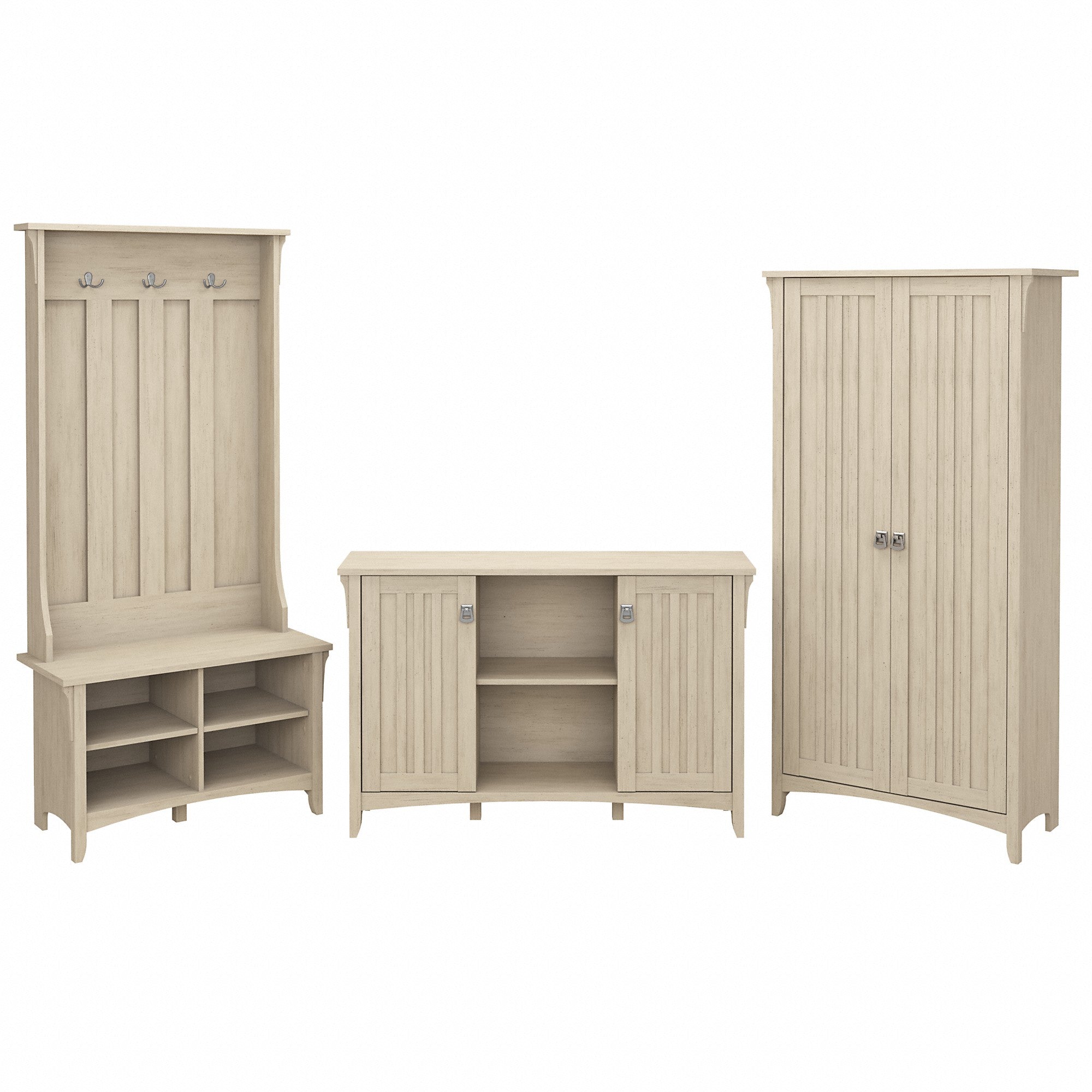 Bush Furniture Salinas Entryway Storage Set with Hall Tree, Shoe Bench and Accent Cabinets